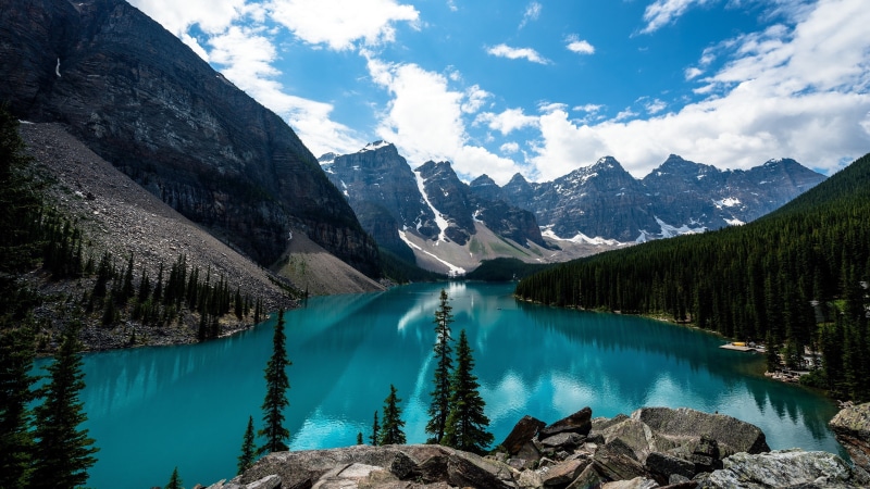 Glacial Lake Mountain Moraine Canada Mountain Range Wilderness