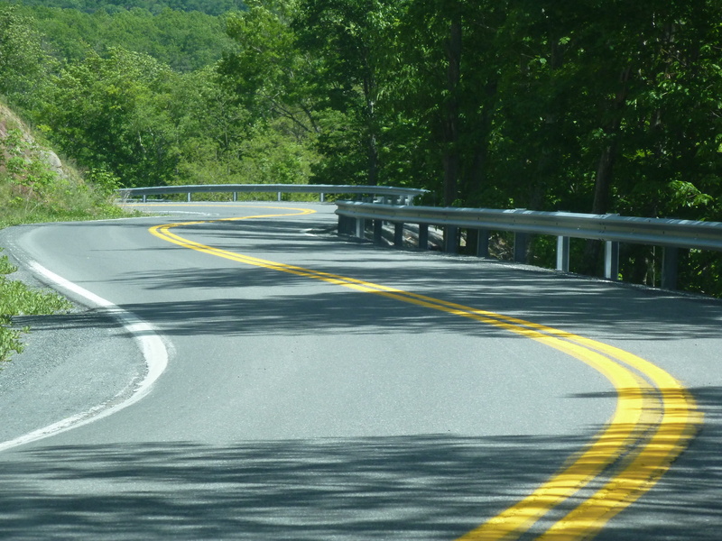 Motion Transportation Road Nature Double Yellow Line Curve Road