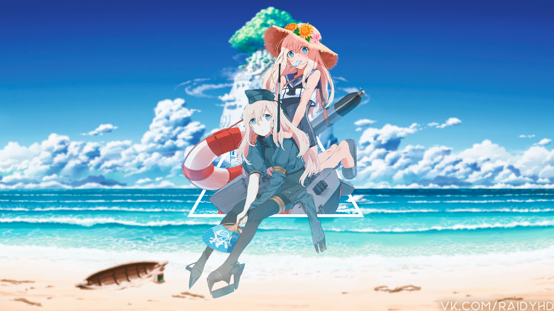 anime, anime girls, picture-in-picture, HD Wallpaper