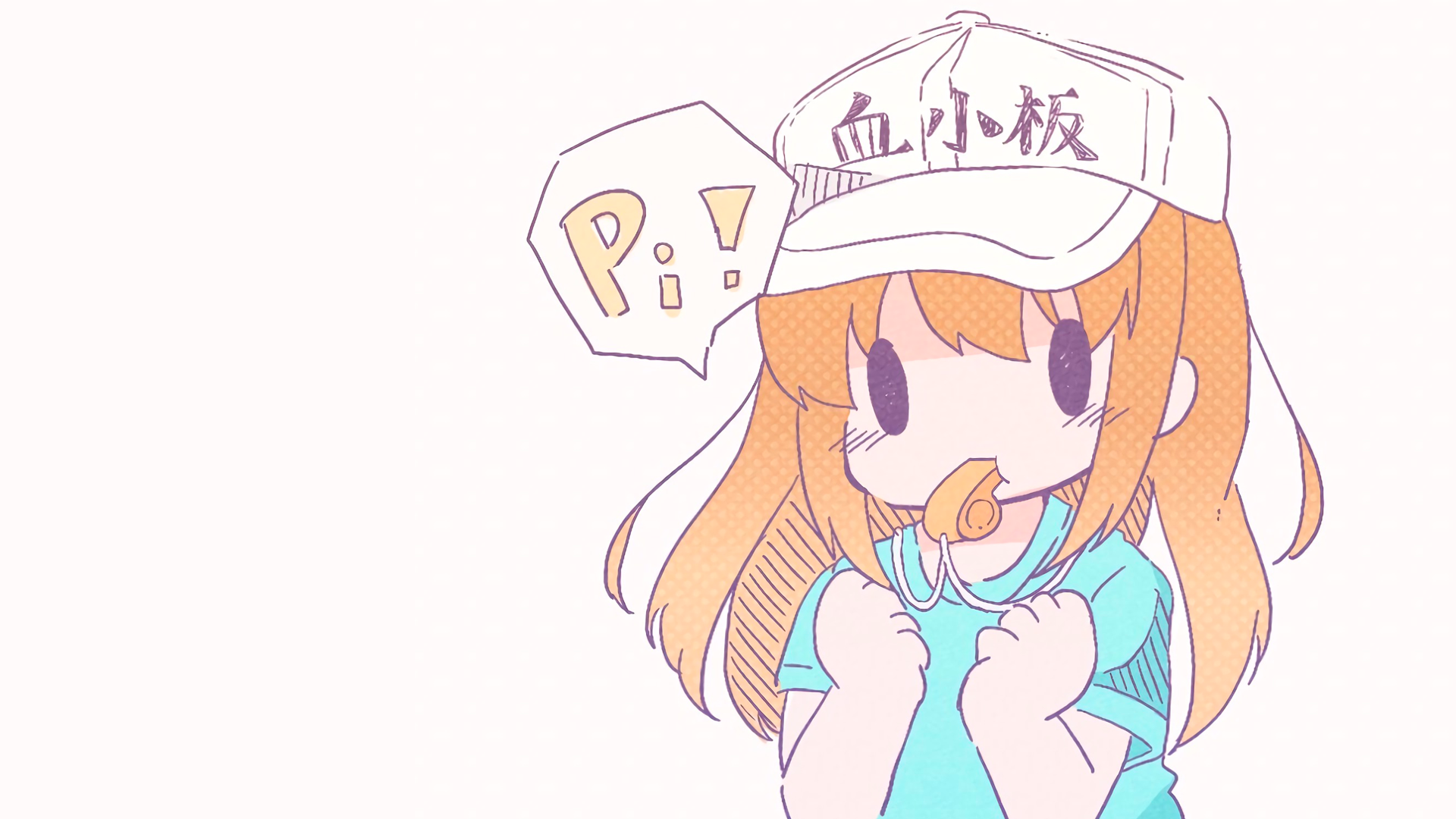 anime, manga, anime girls, minimalism, simple background, Hataraku Saibou, white background, whistle, children, HD Wallpaper