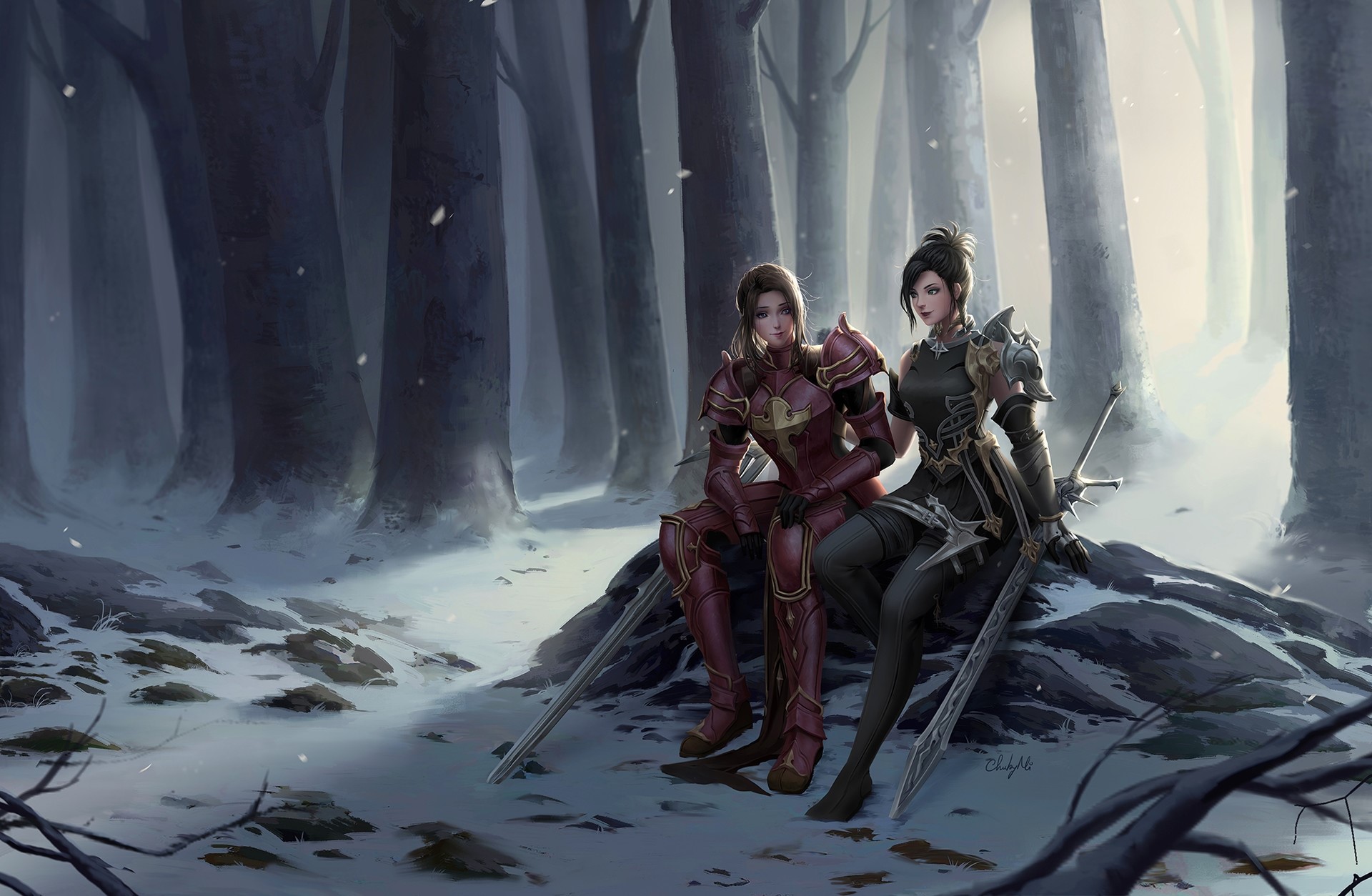 fantasy art, warrior, sword, HD Wallpaper