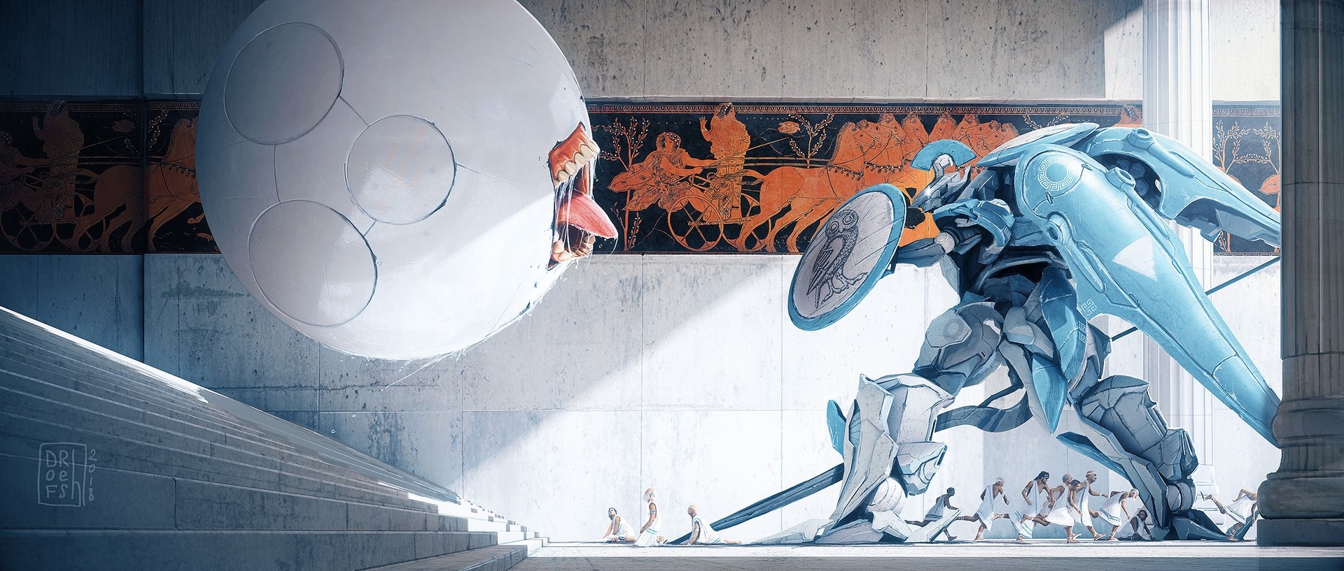 fantasy art, warrior, tongue out, shield, HD Wallpaper