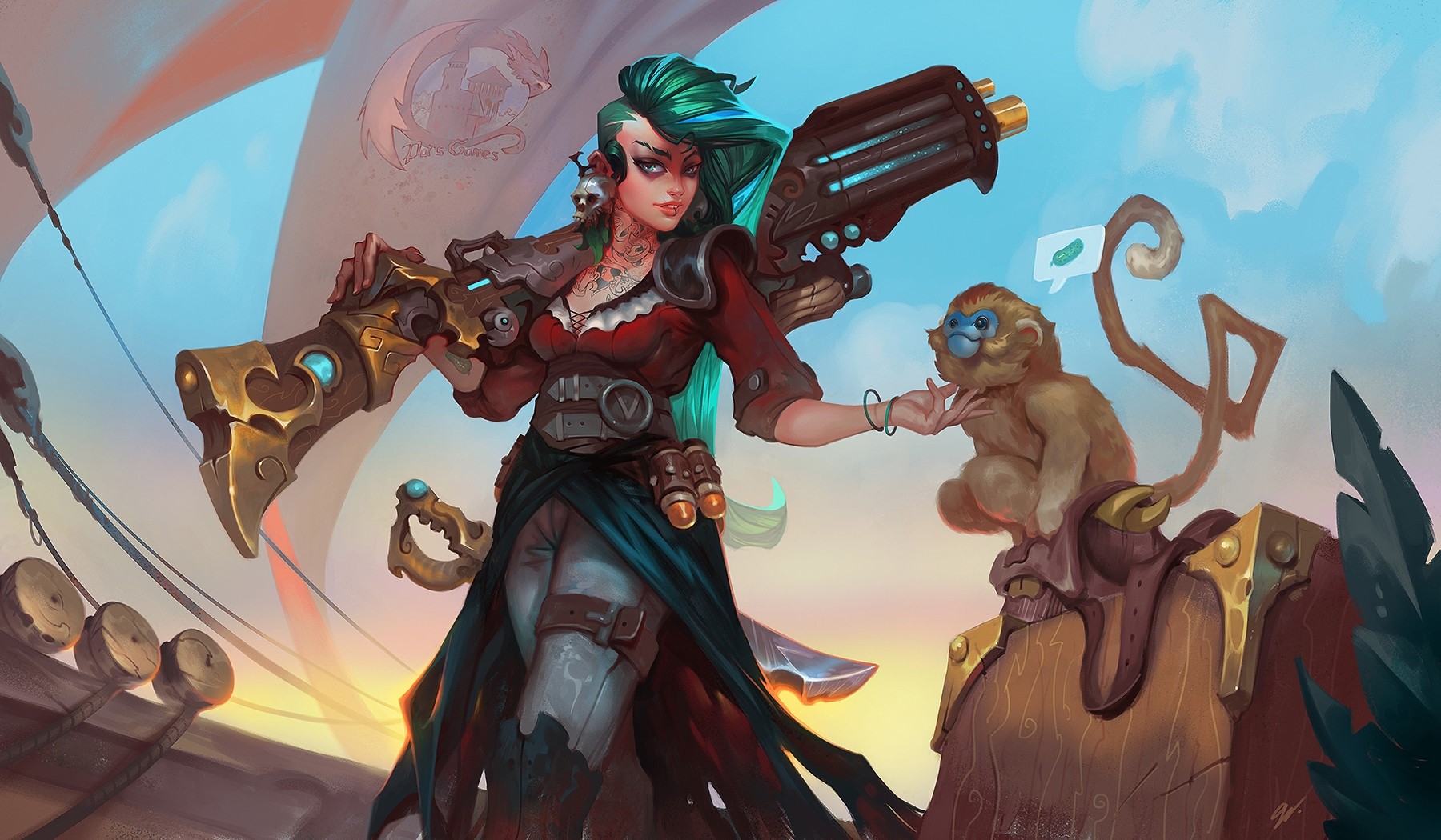 warrior, fantasy art, gun, HD Wallpaper