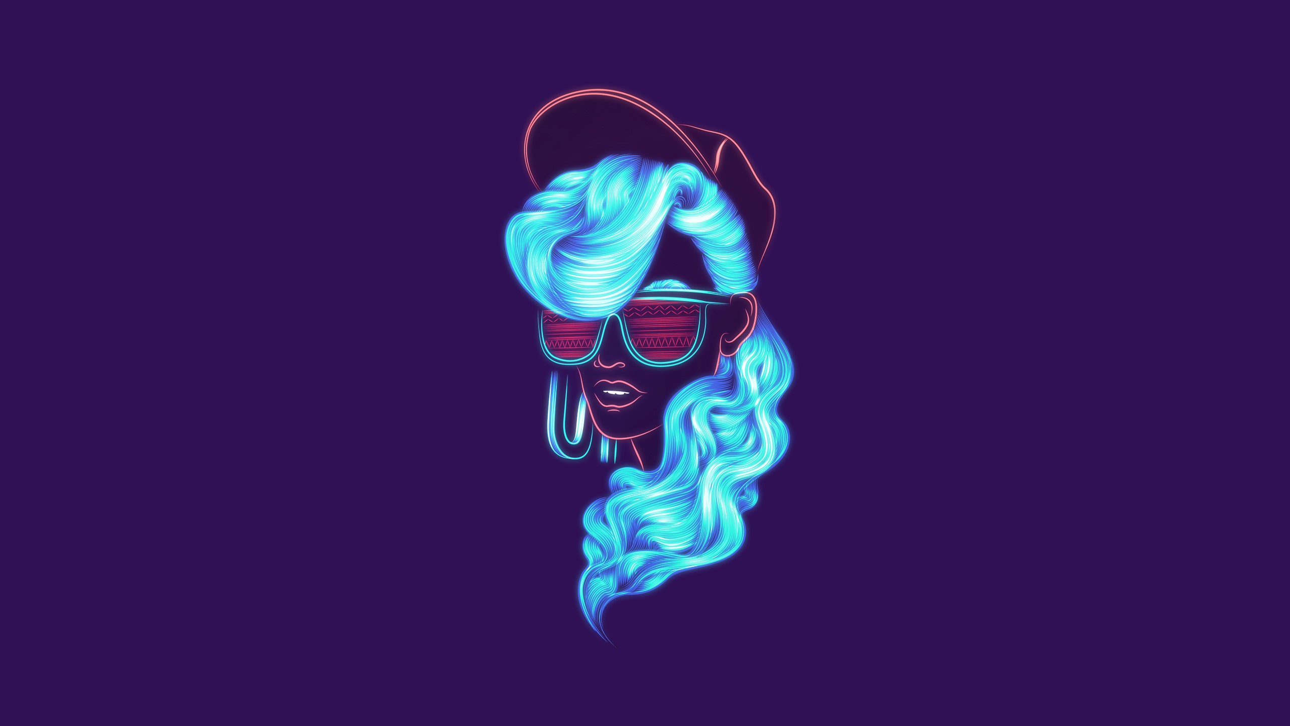 digital art, illustration, Adobe Illustrator, Photoshop, Patrick Seymour, fashion, purple background, purple, cyan hair, cyan, HD Wallpaper