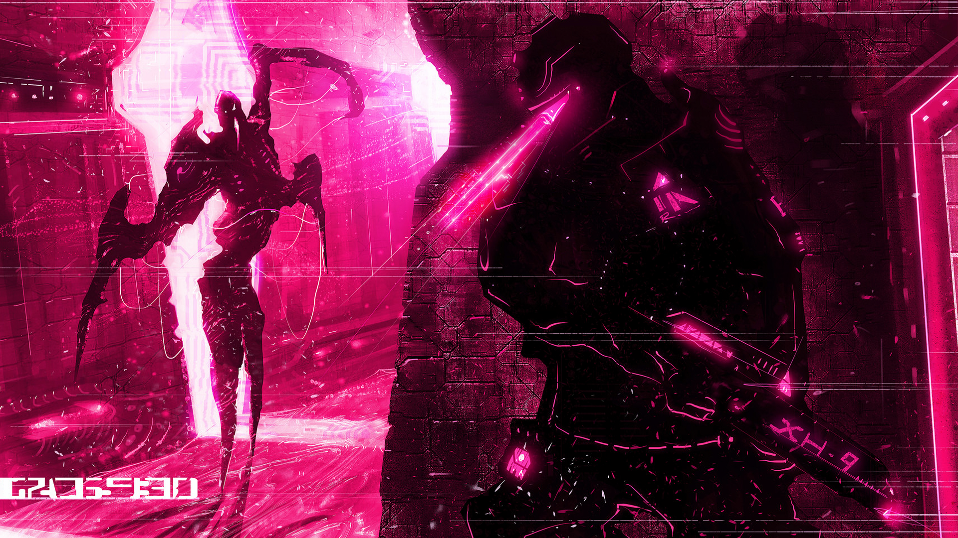 digital art, soldier, gun, pink, magenta, fictional creatures, HD Wallpaper