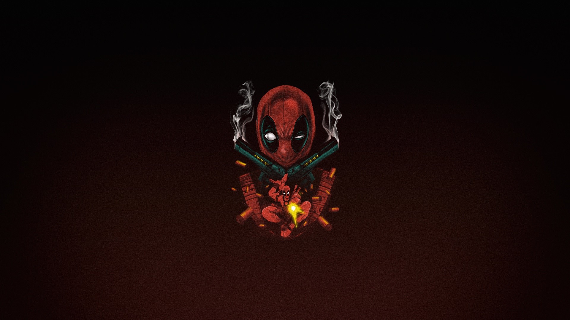 Deadpool, Merc with a mouth, simple background, gun, red background, simple, HD Wallpaper