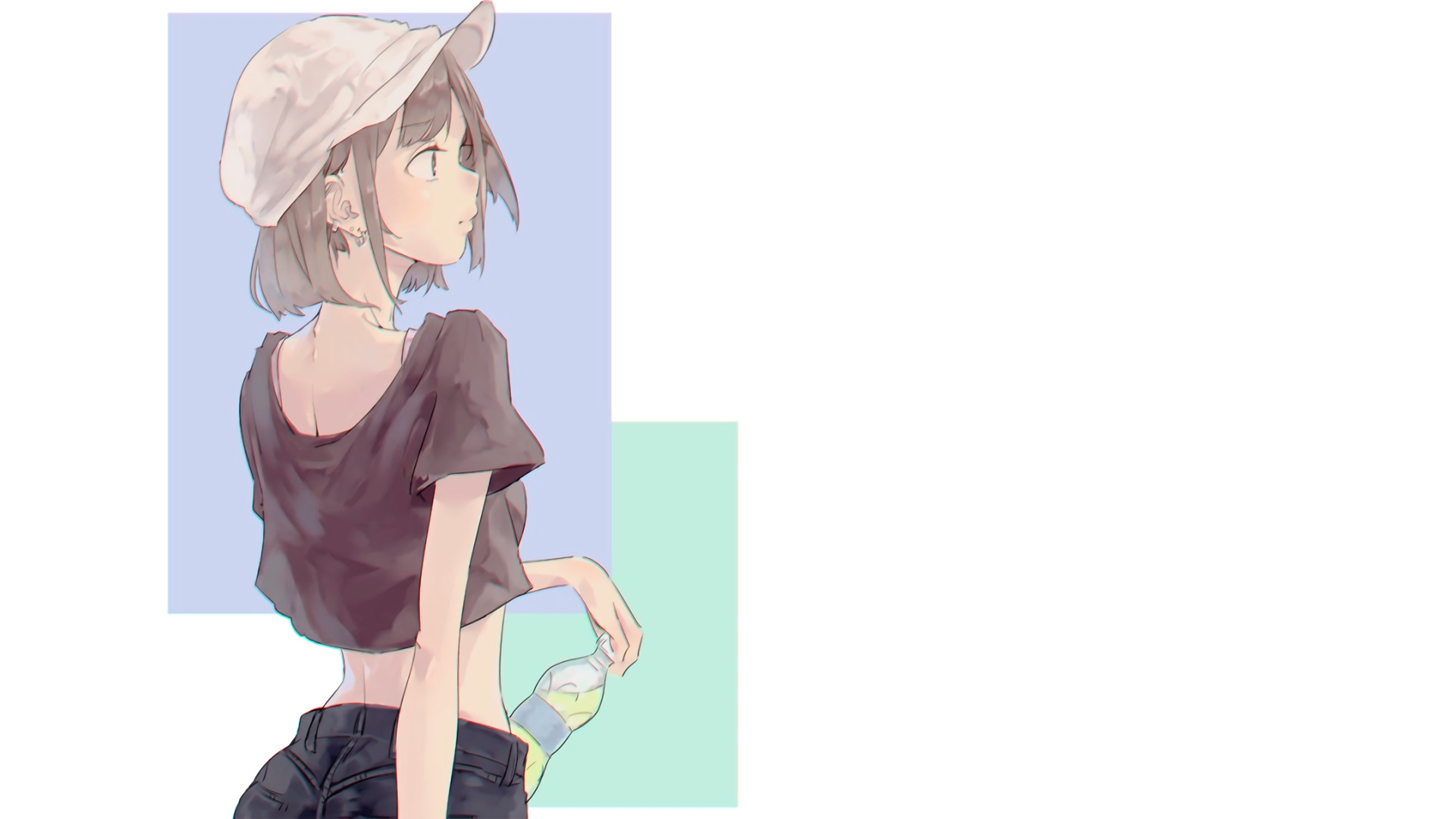 anime, manga, anime girls, minimalism, simple background, soda, summer, HD Wallpaper