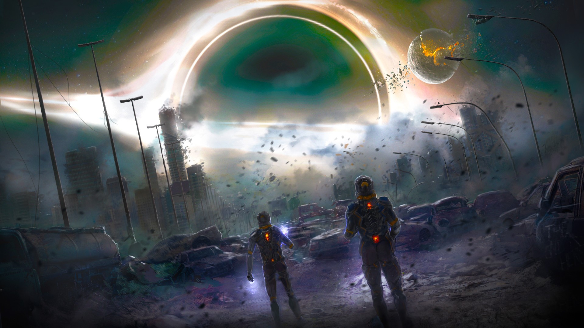 artwork, digital art, black holes, HD Wallpaper