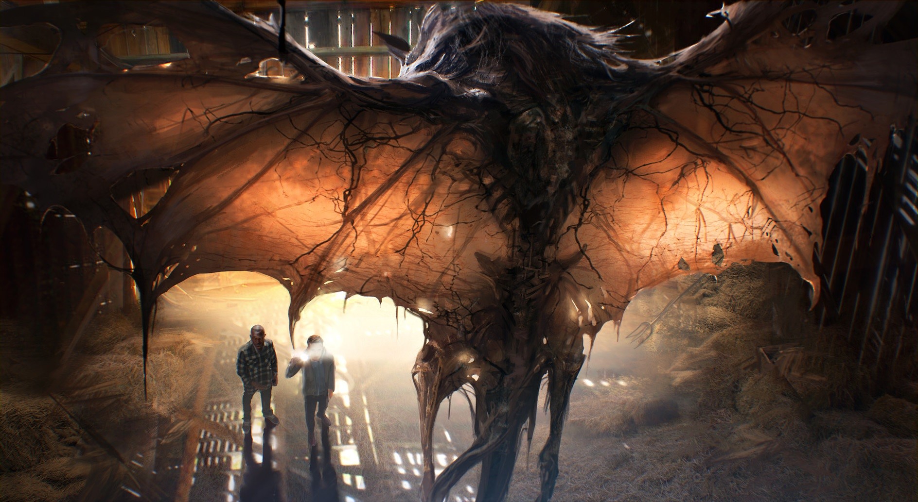 artwork, digital art, creature, wings, HD Wallpaper