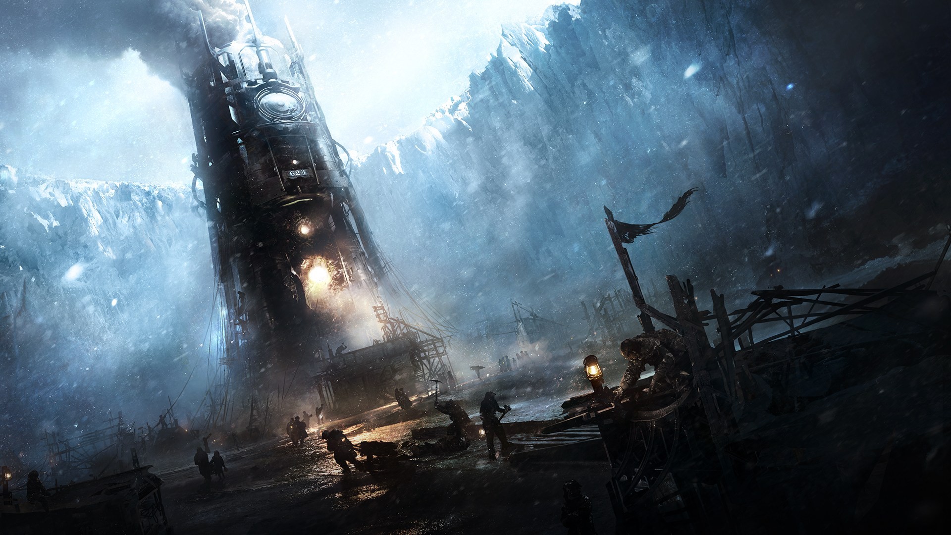 Frostpunk, snow, dark, people, game art, video games, video game art, HD Wallpaper