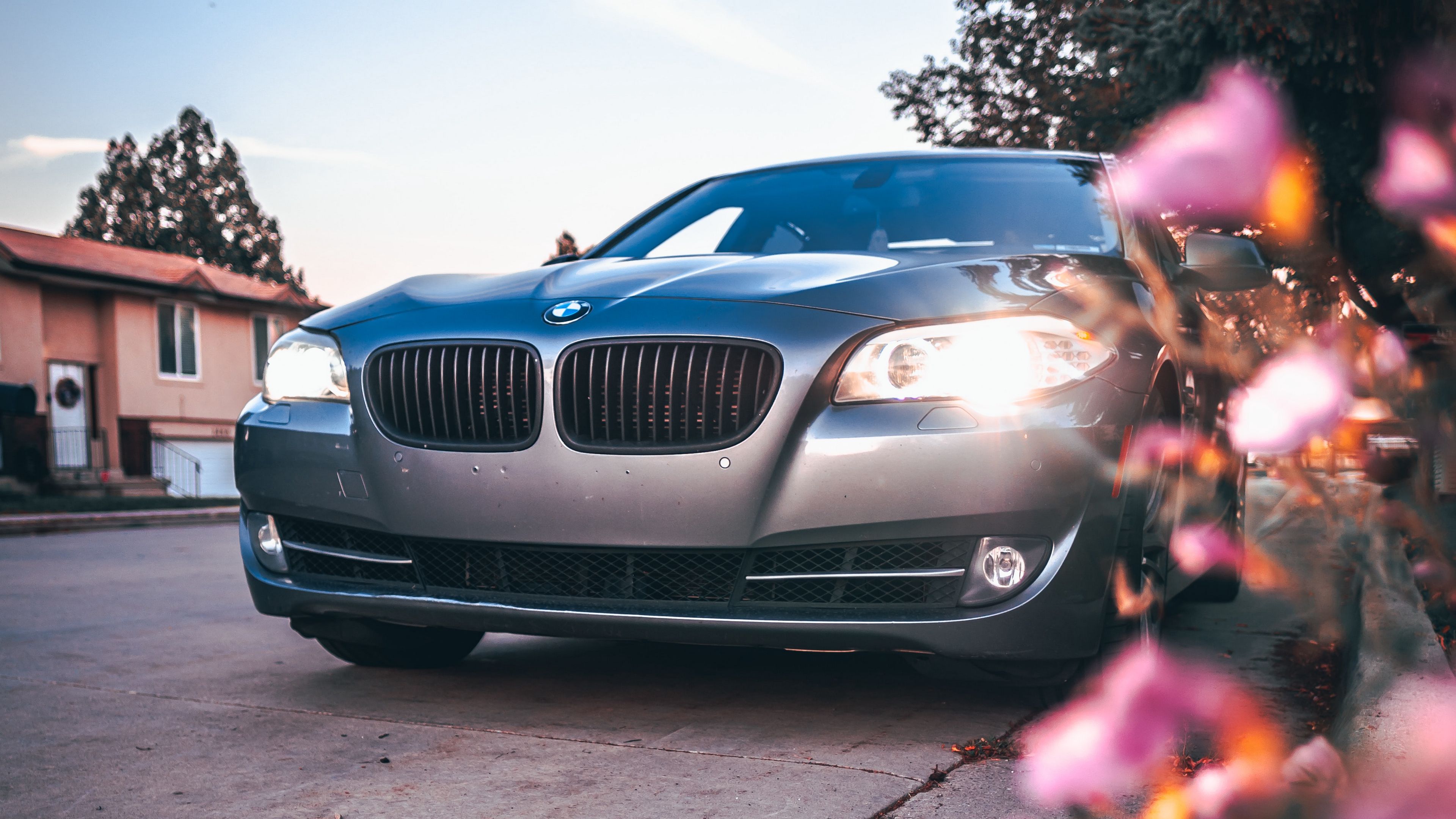 bmw 535, bmw, car, gray, front view, 4k, HD Wallpaper