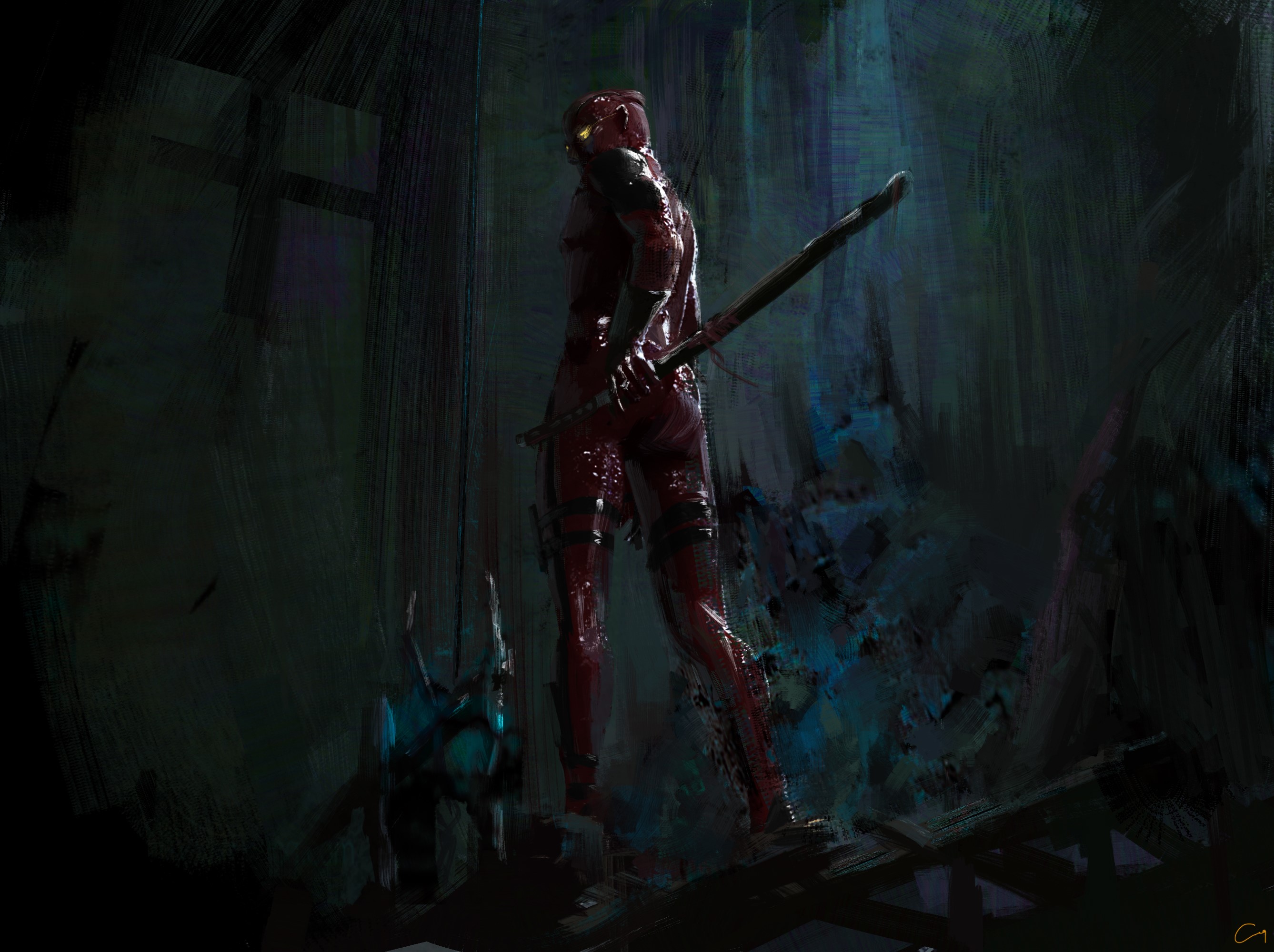 Deadpool, artwork, sword, HD Wallpaper