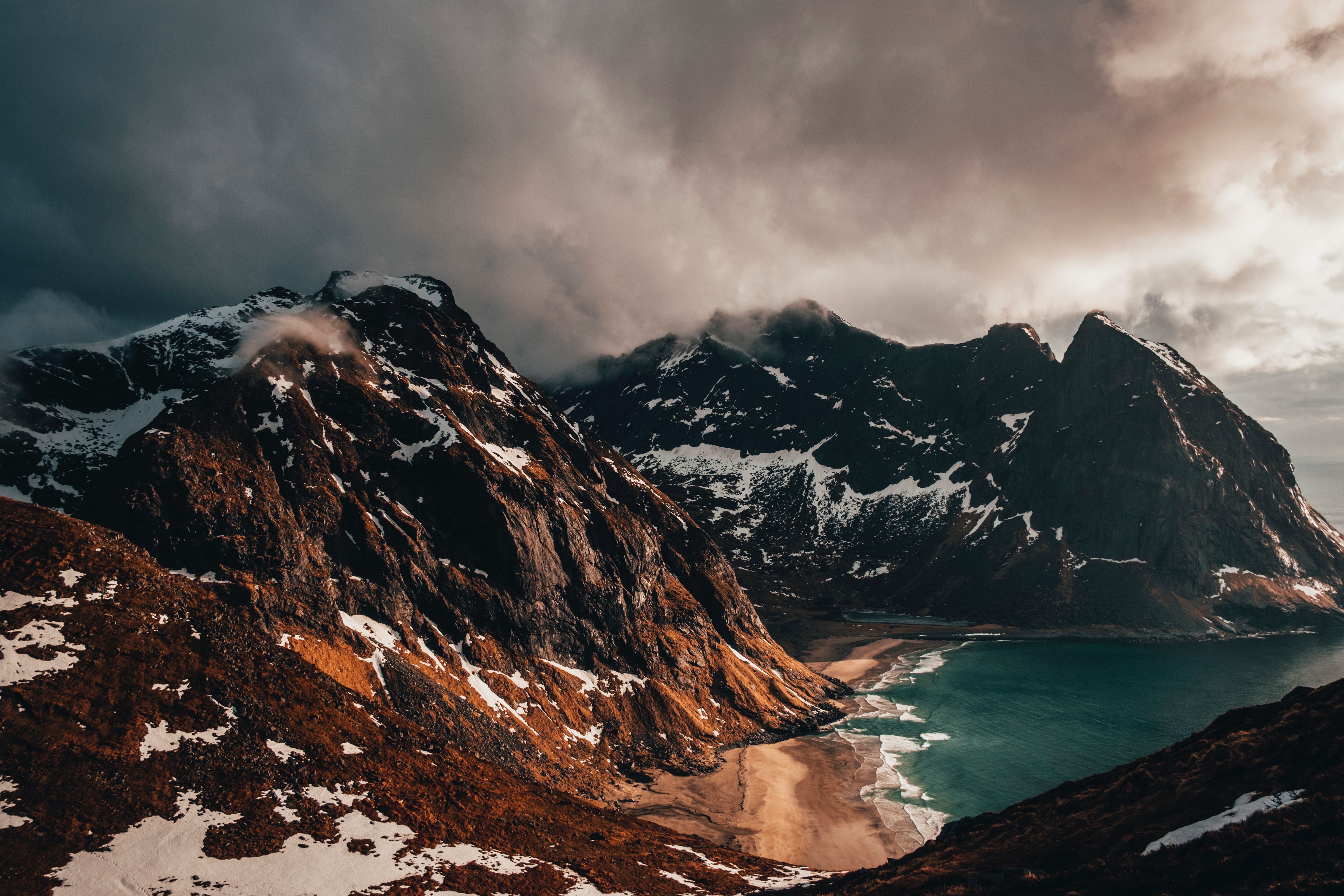 nature, water, snow, mountains, beach, HD Wallpaper