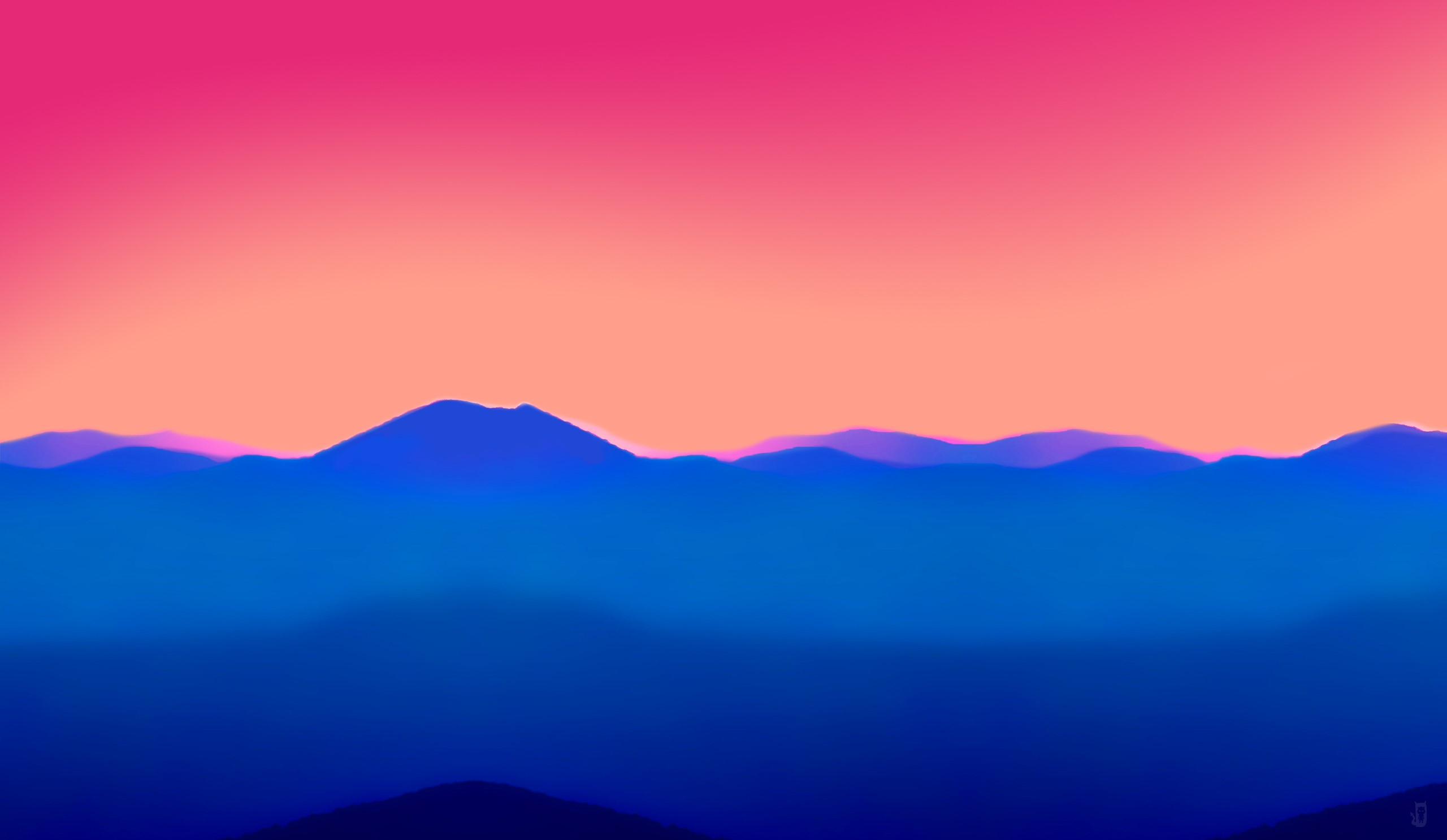 minimalism, mountains, nature, sky, colorful, landscape, HD Wallpaper