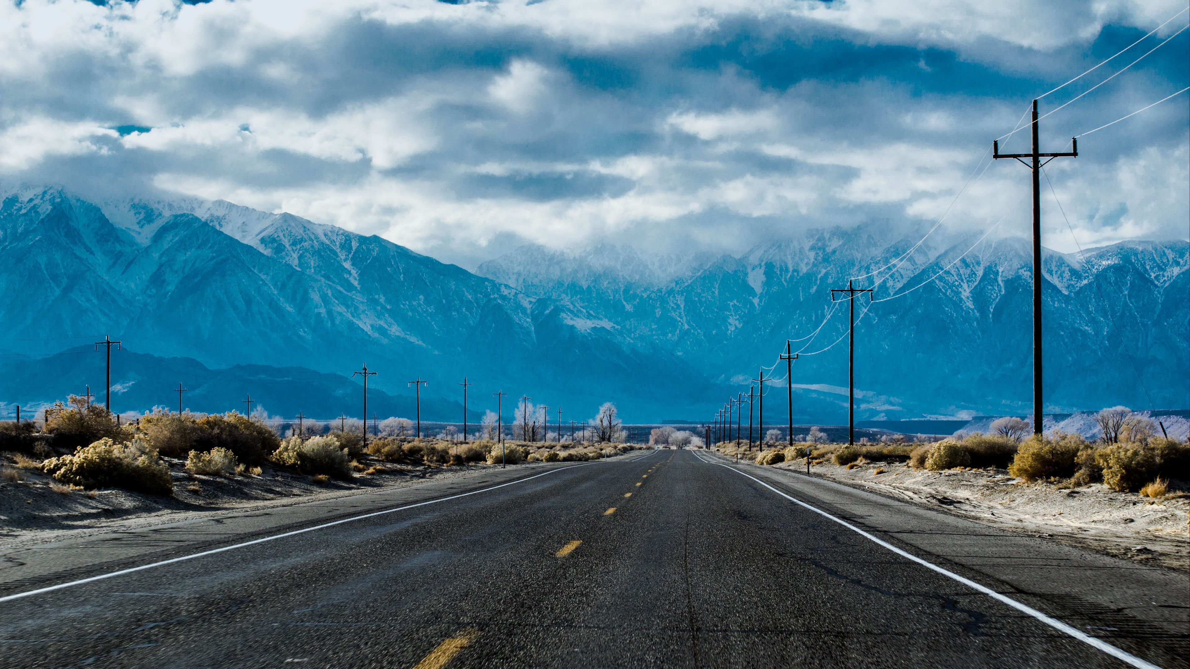 road, marking, distance, mountains, bushes, 4k, HD Wallpaper