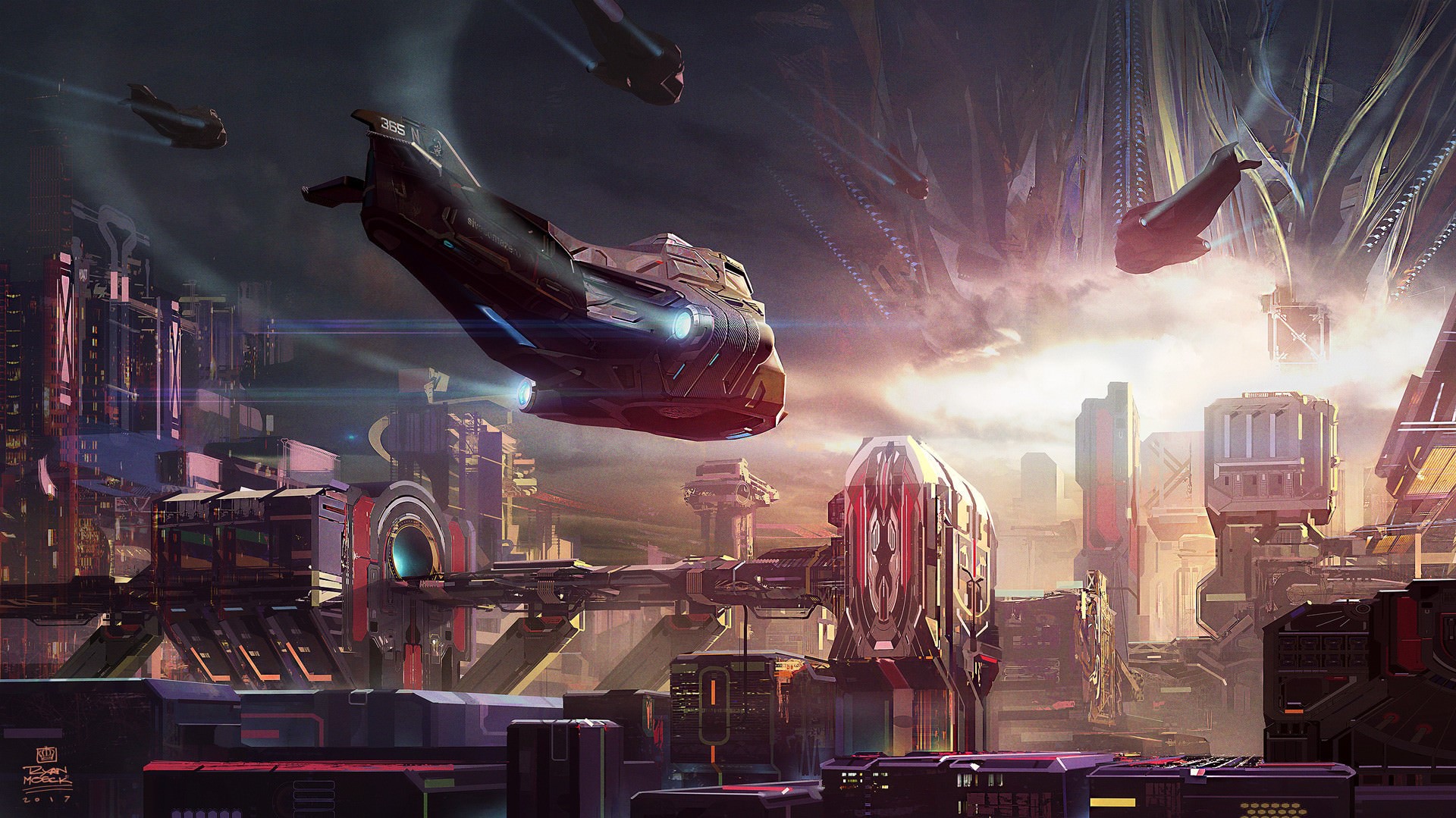 science fiction, spaceship, futuristic, HD Wallpaper