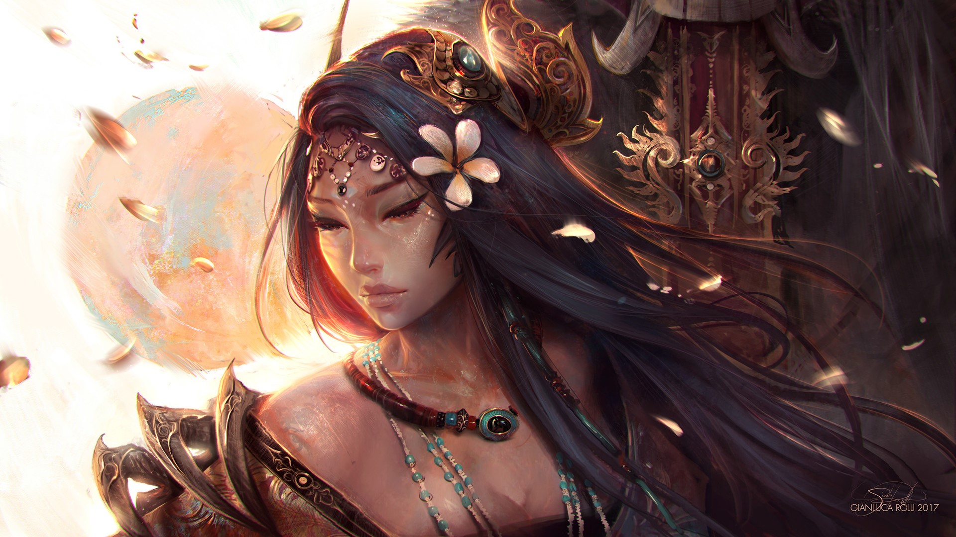 digital art, headdress, traditional clothing, women, HD Wallpaper