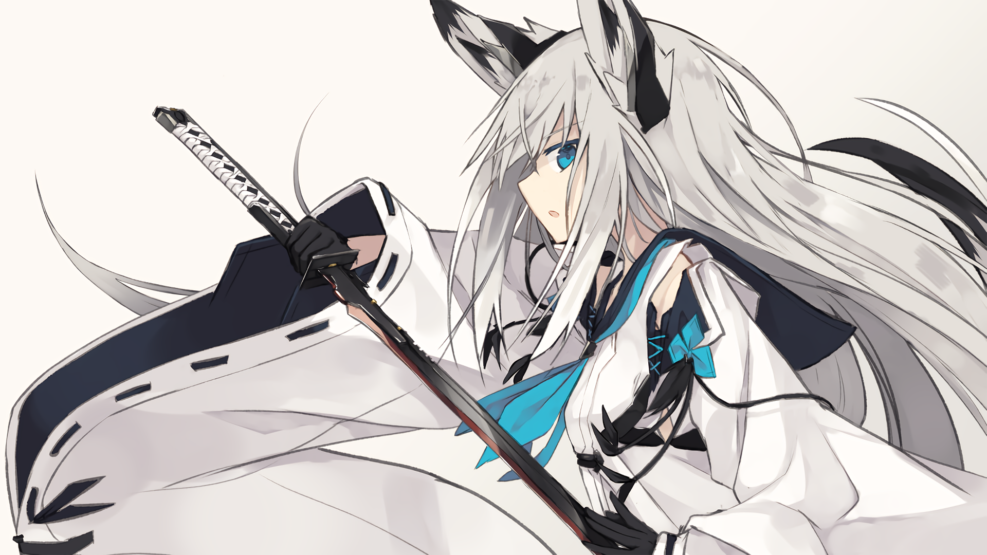 long hair, sword, gloves, HD Wallpaper
