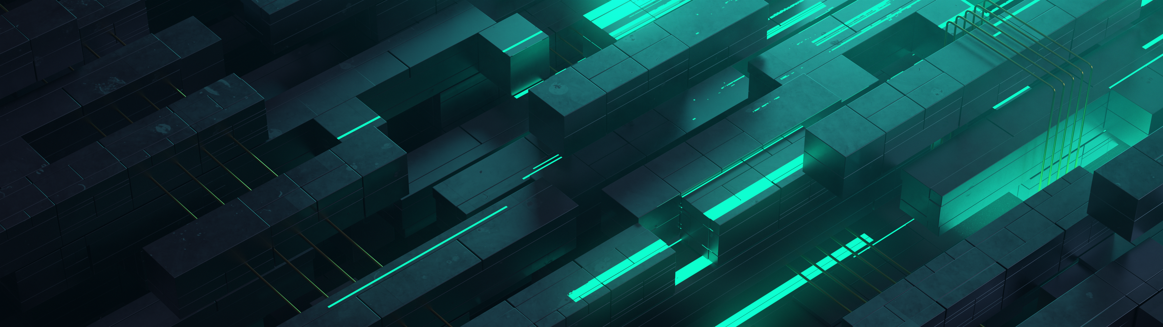 3D, 3D Abstract, abstract, neon glow, teal, technology, turquise, HD Wallpaper