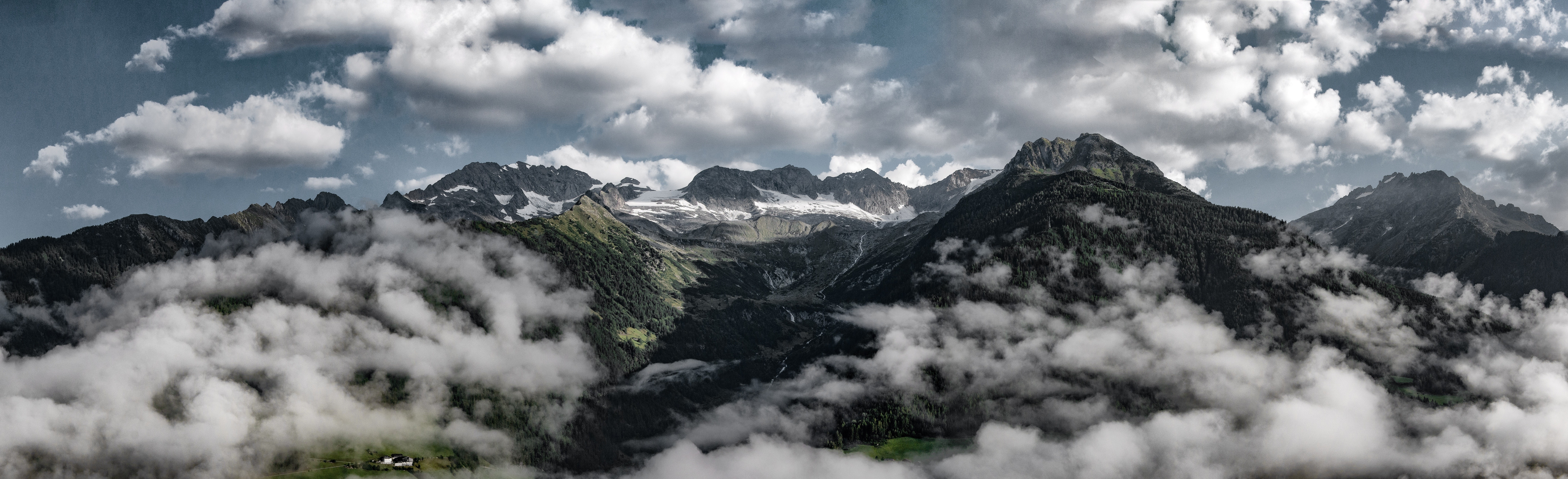 landscape, nature, sky, clouds, panorama, mountains, HD Wallpaper