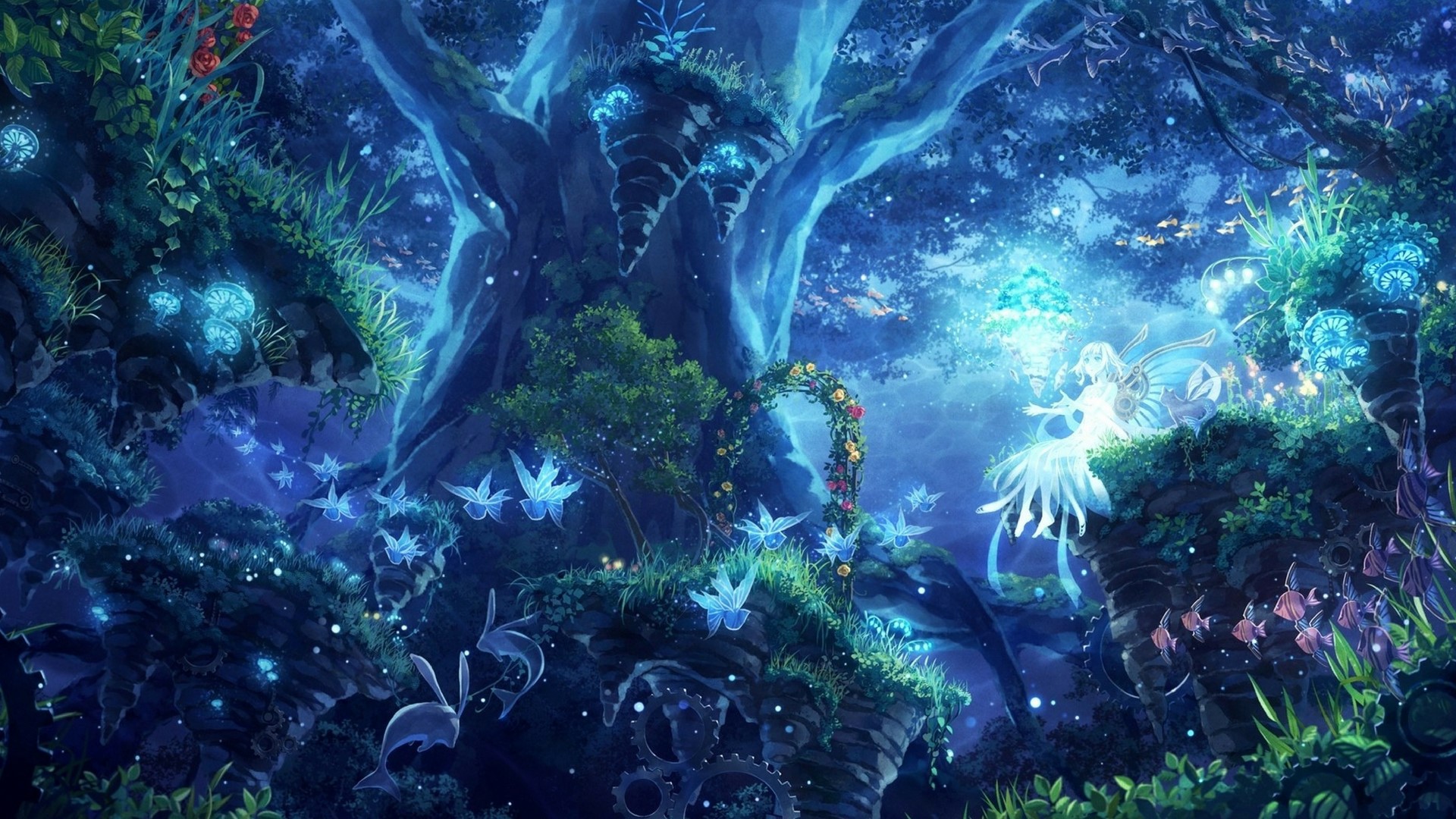 anime, anime girls, magic, HD Wallpaper