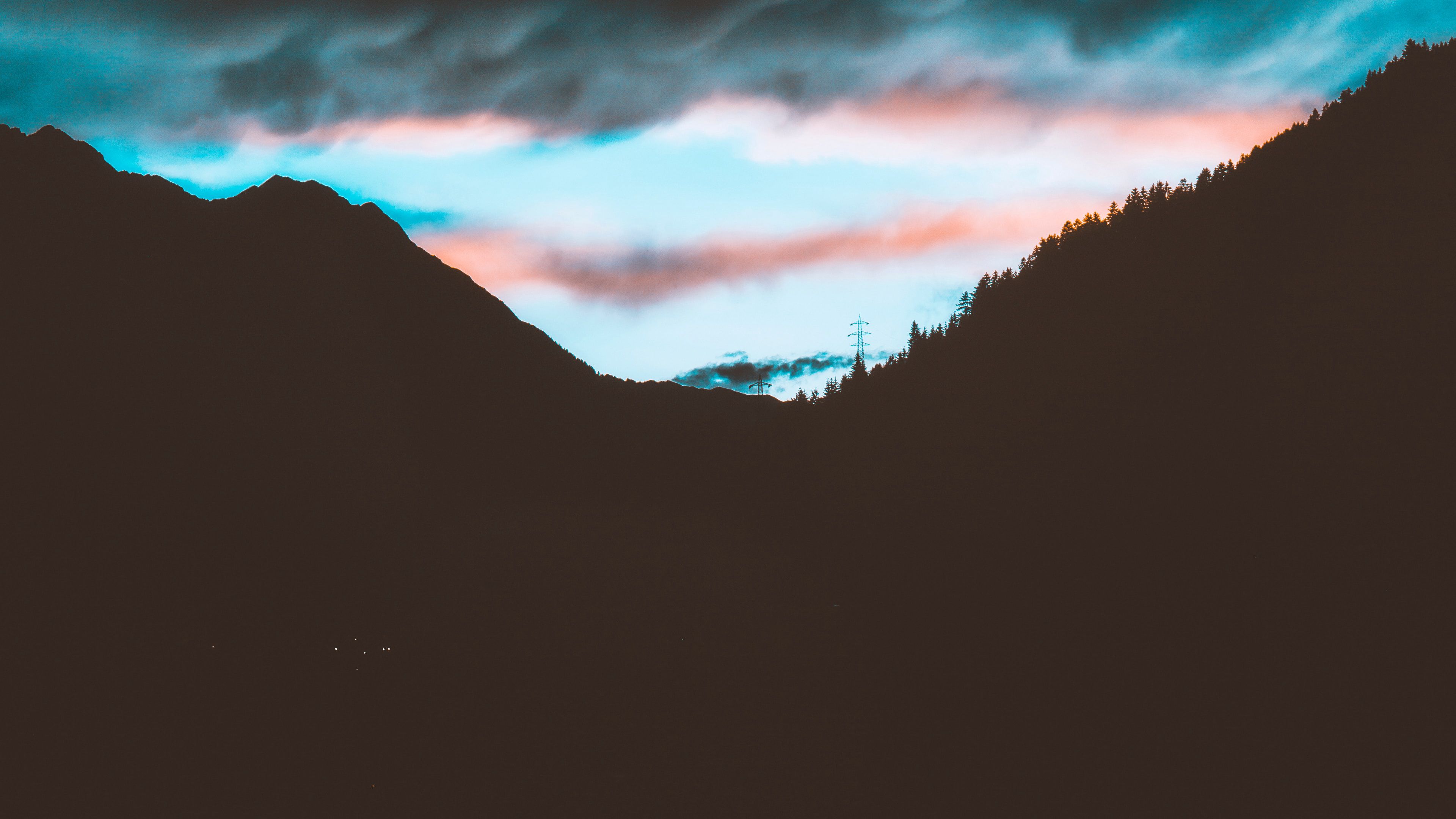 dusk, dark, landscape, mountains, water, 4k, HD Wallpaper