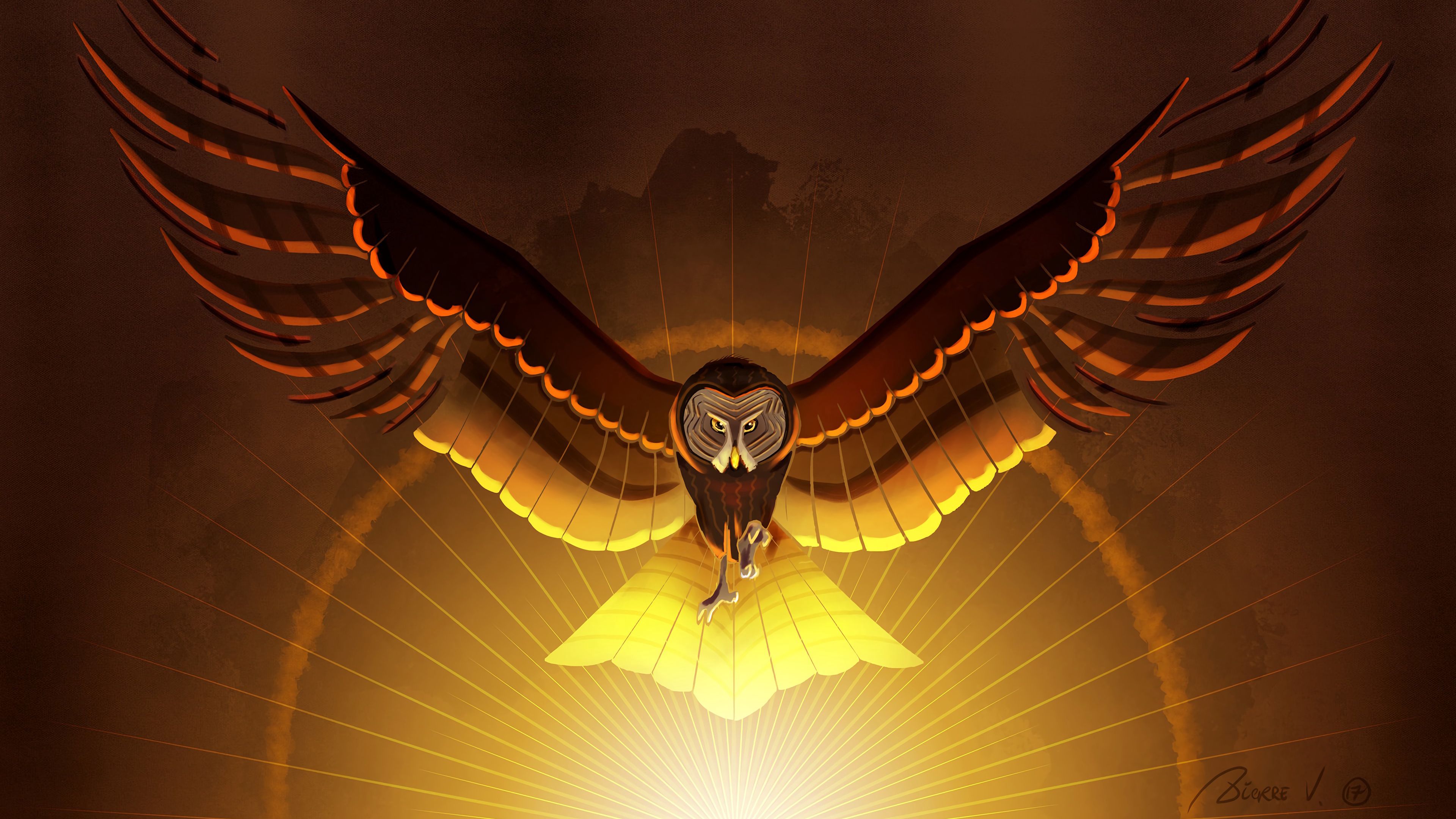owl, bird, wings, art, 4k, HD Wallpaper