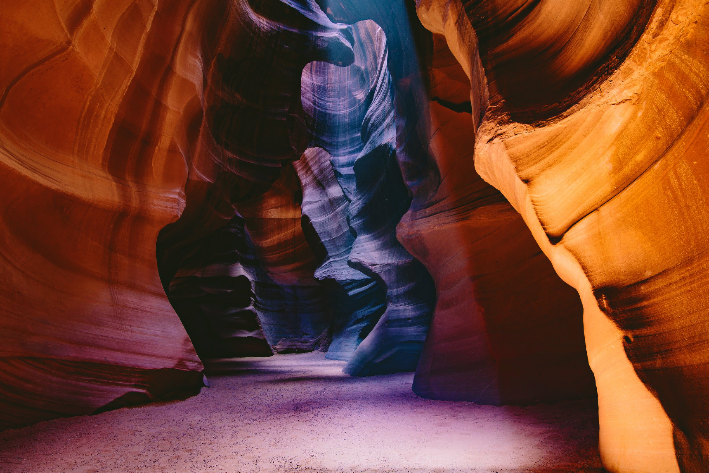 USA, Antelope Canyon, canyon, sand, sunlight, rocks, HD Wallpaper