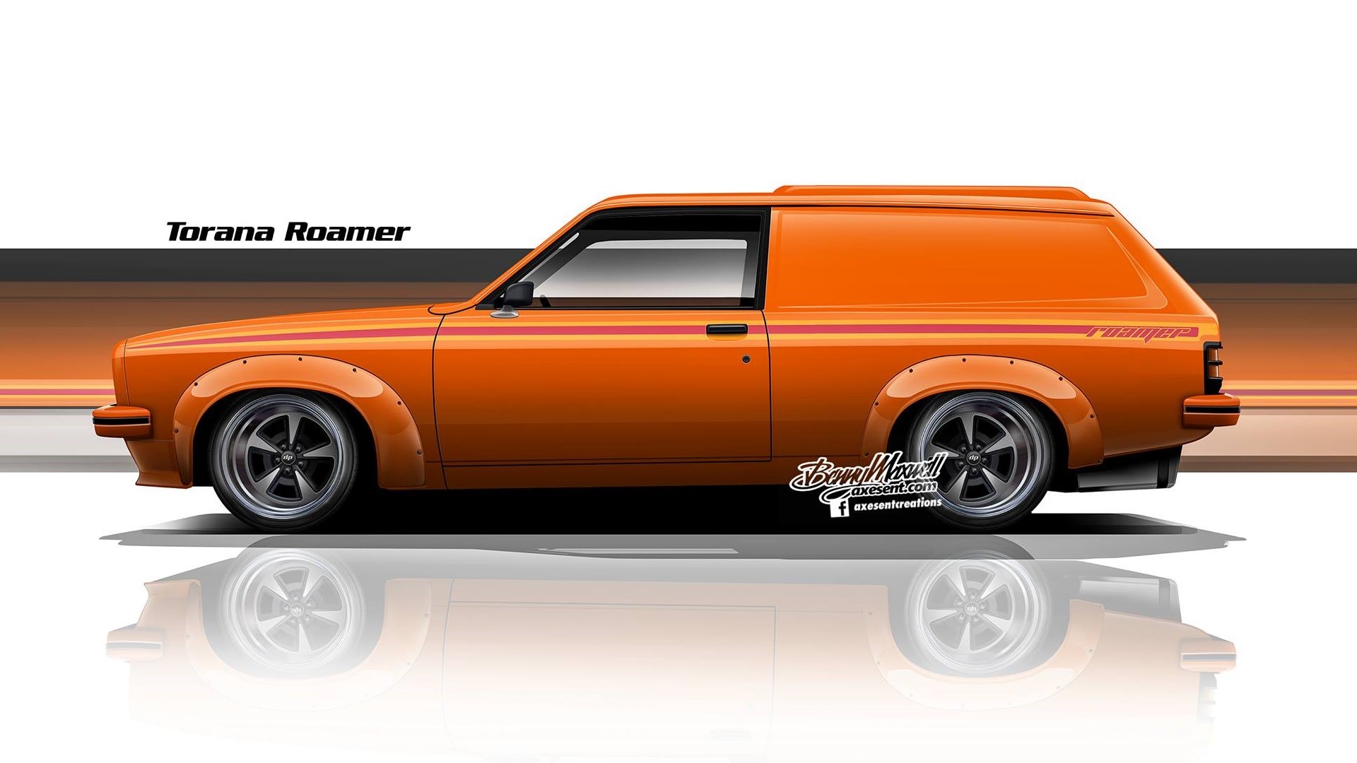 Axesent Creations, render, Australian cars, Holden, side view, Vintage car, orange cars, classic car, car, vehicle, digital art, HD Wallpaper