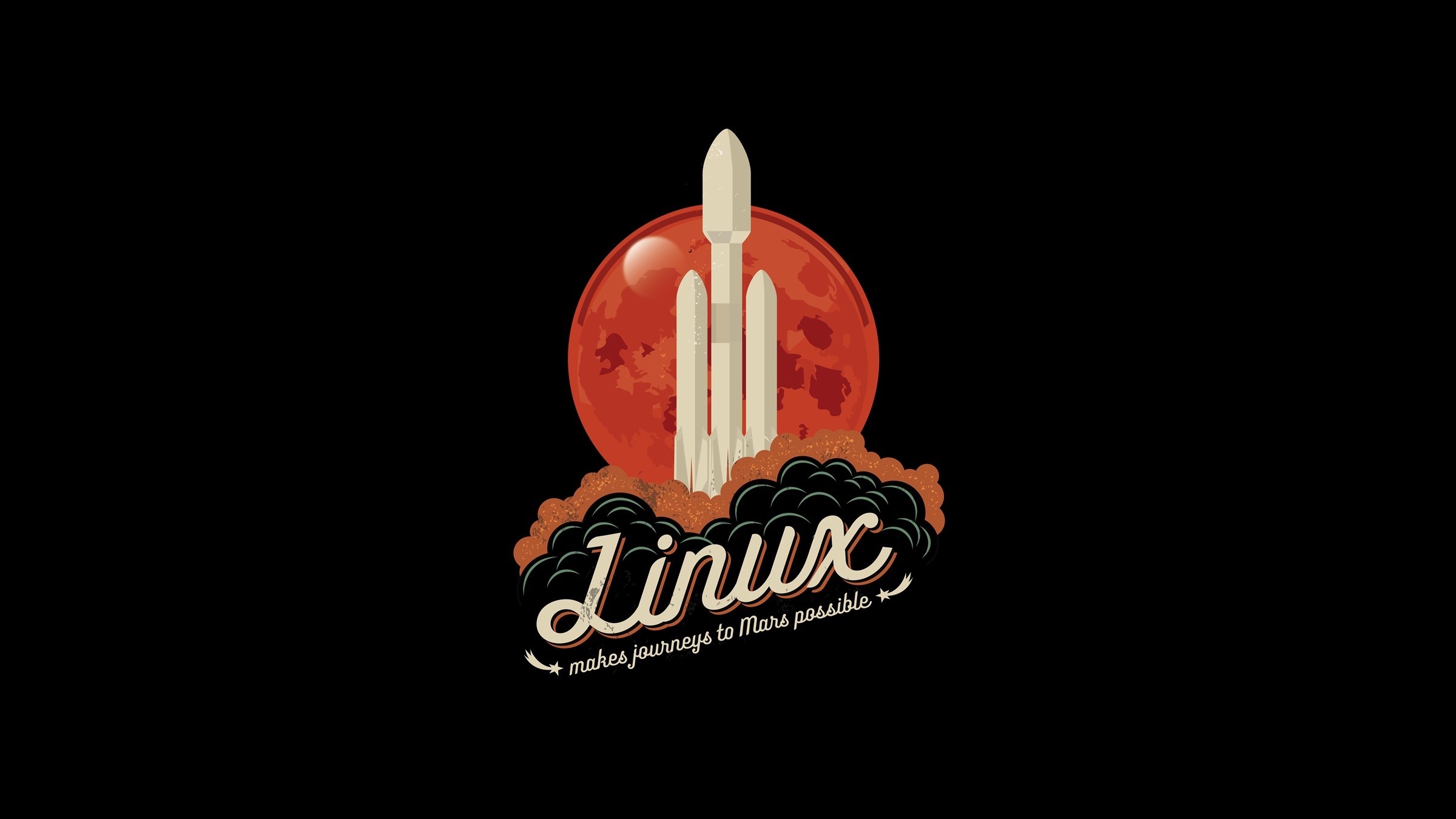 Linux, space, rocket, Moon, minimalism, HD Wallpaper