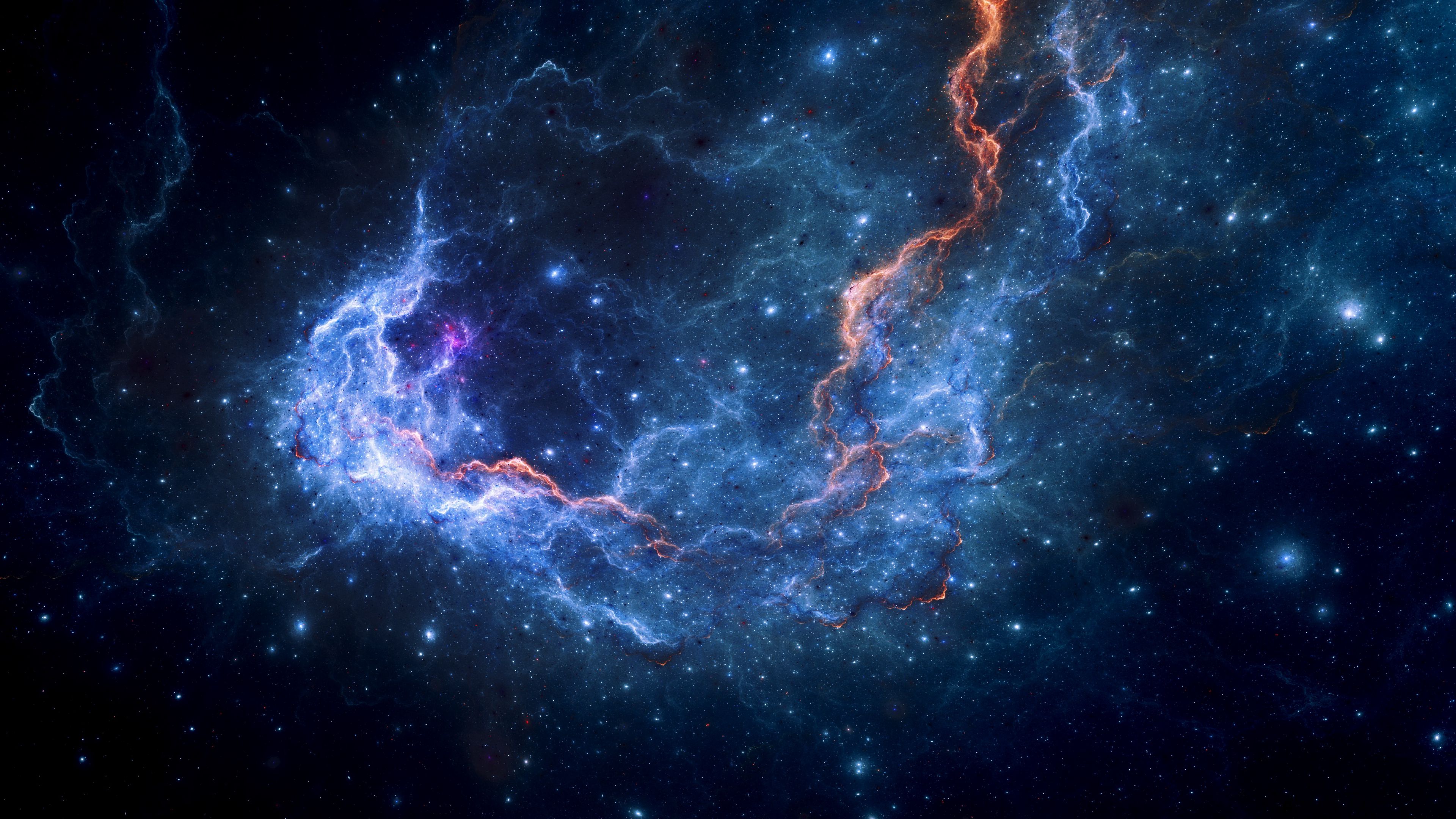 fractal, nebula, glow, glare, energy, 4k, HD Wallpaper