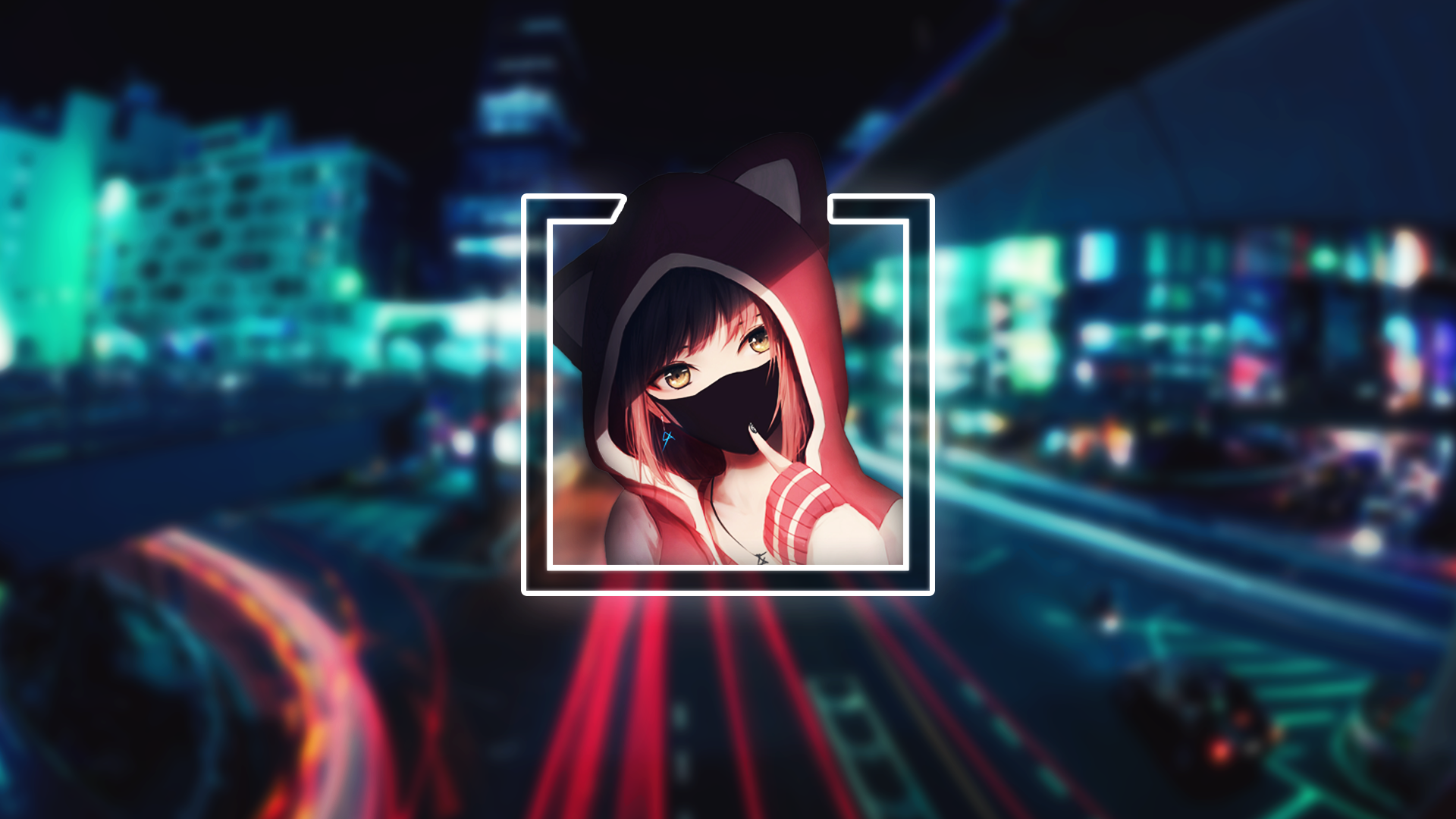anime, anime girls, Japan, city, MX shimmer, picture-in-picture, blurred, cyan, HD Wallpaper