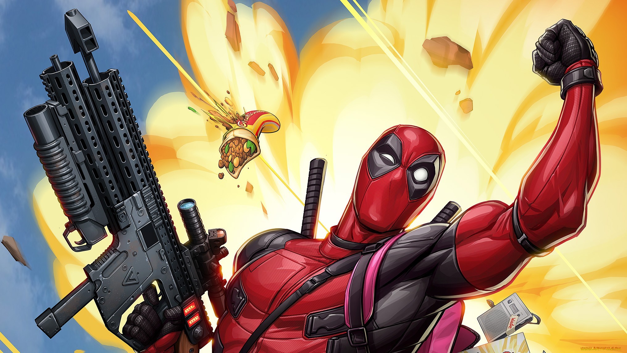 artwork, Deadpool 2, movies, Deadpool, antiheroes, weapon, HD Wallpaper