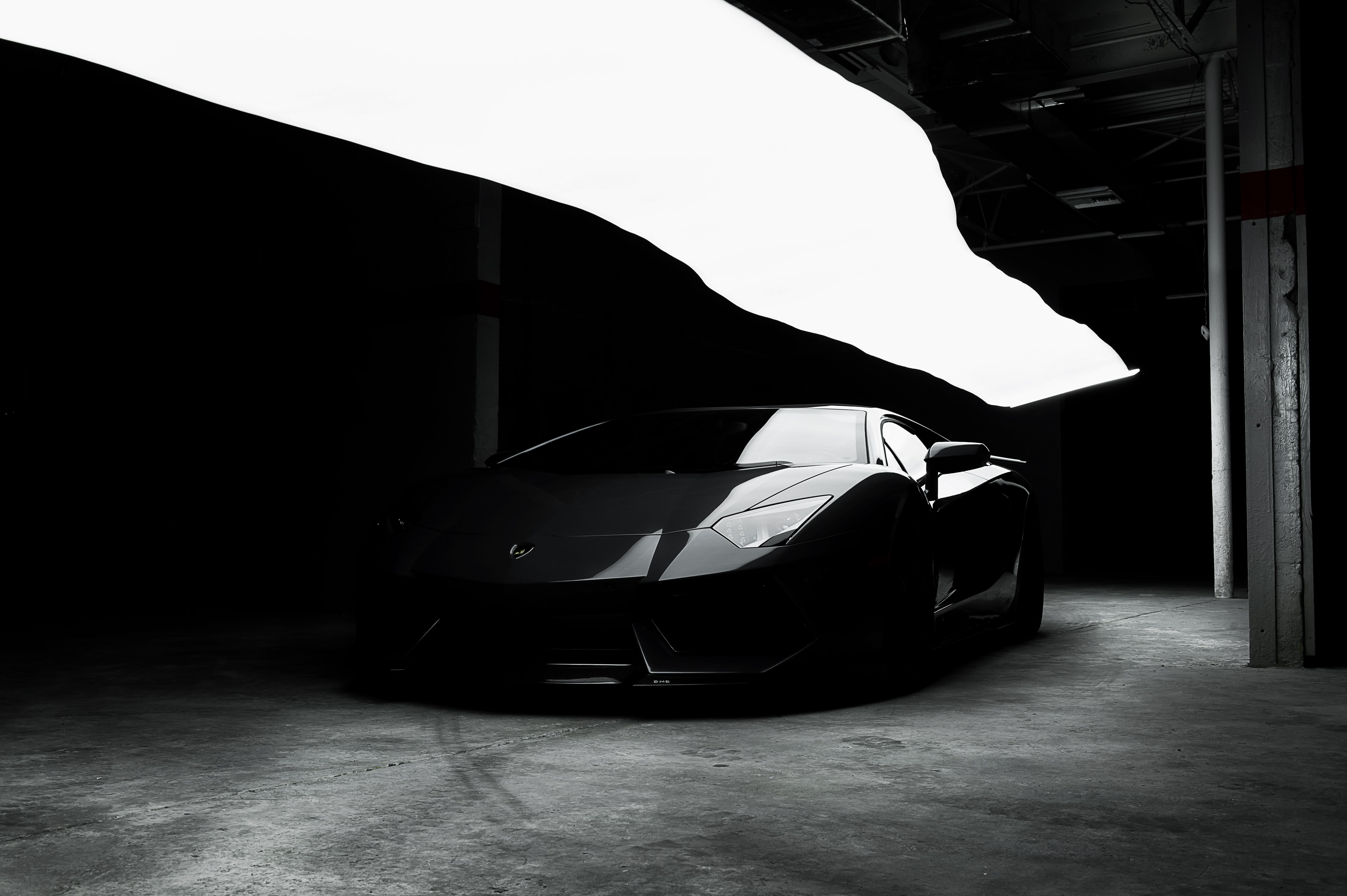 Lamborghini Aventador, Super Car, Lamborghini, black cars, black, monochrome, dark, HD Wallpaper