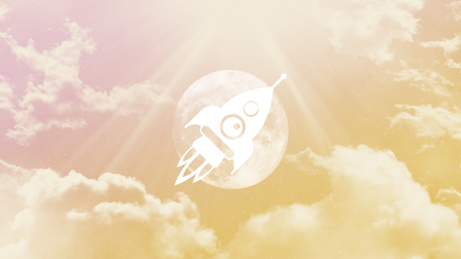 sky, pink, yellow, Moon, spaceship, Sun, sun rays, stars, clouds, digital art, planet express, HD Wallpaper