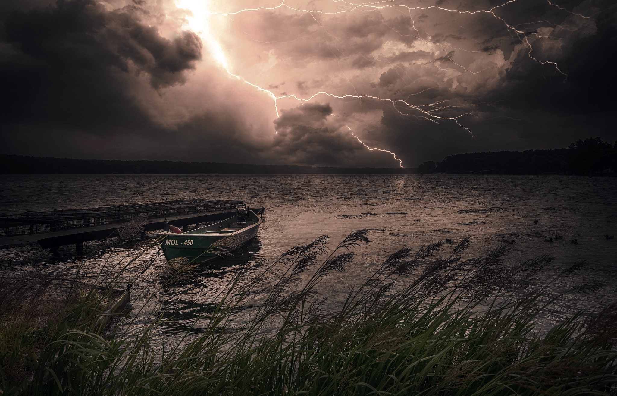 storm, nature, lightning, sky, dark, HD Wallpaper