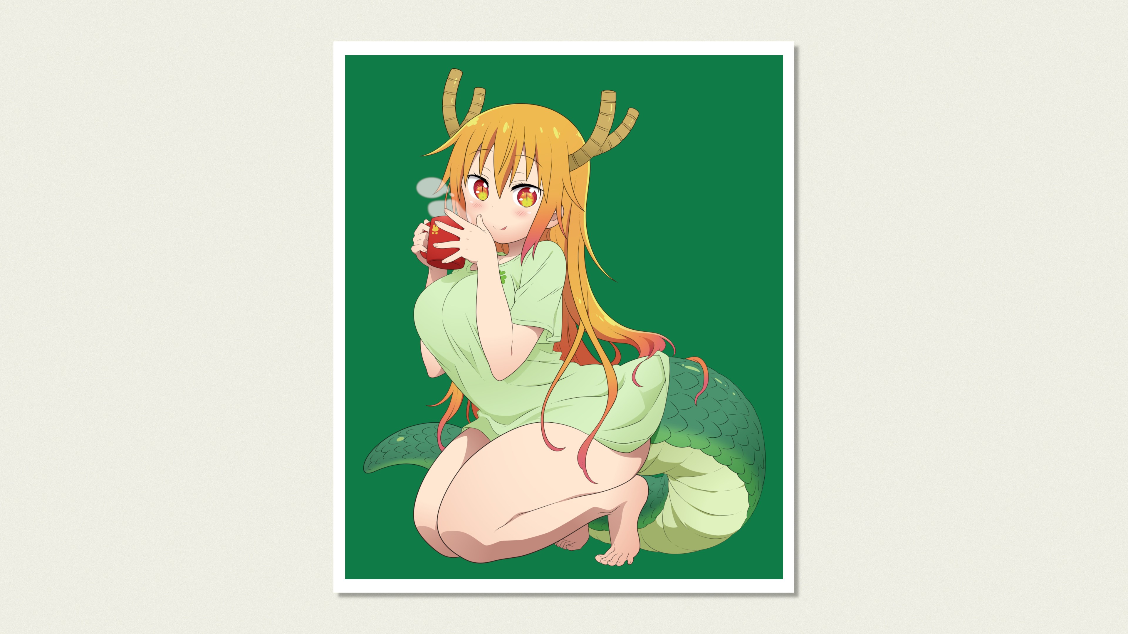 anime, anime girls, white skin, Kobayashi-san Chi no Maid Dragon, Tohru (Kobayashi-san Chi no Maid Dragon), simple background, blonde, white background, HD Wallpaper