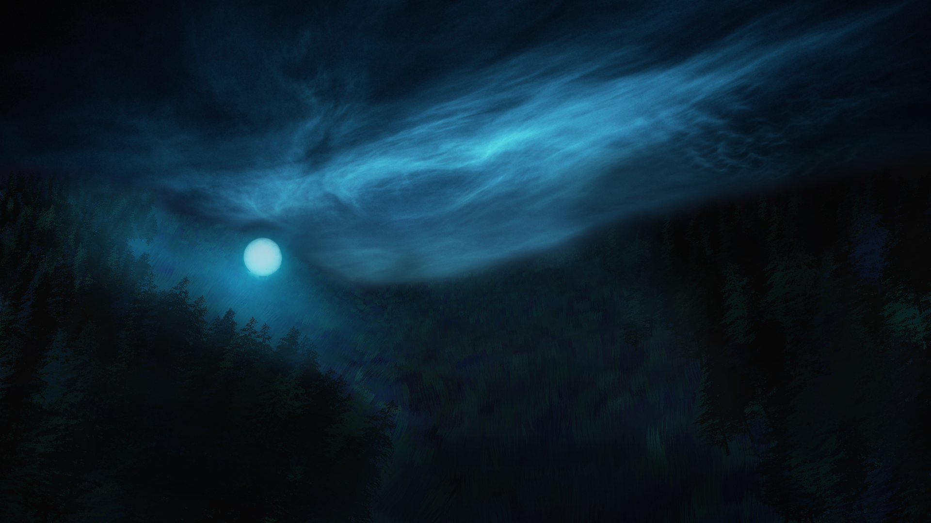 nature, forest, dark, night, trees, artwork, HD Wallpaper