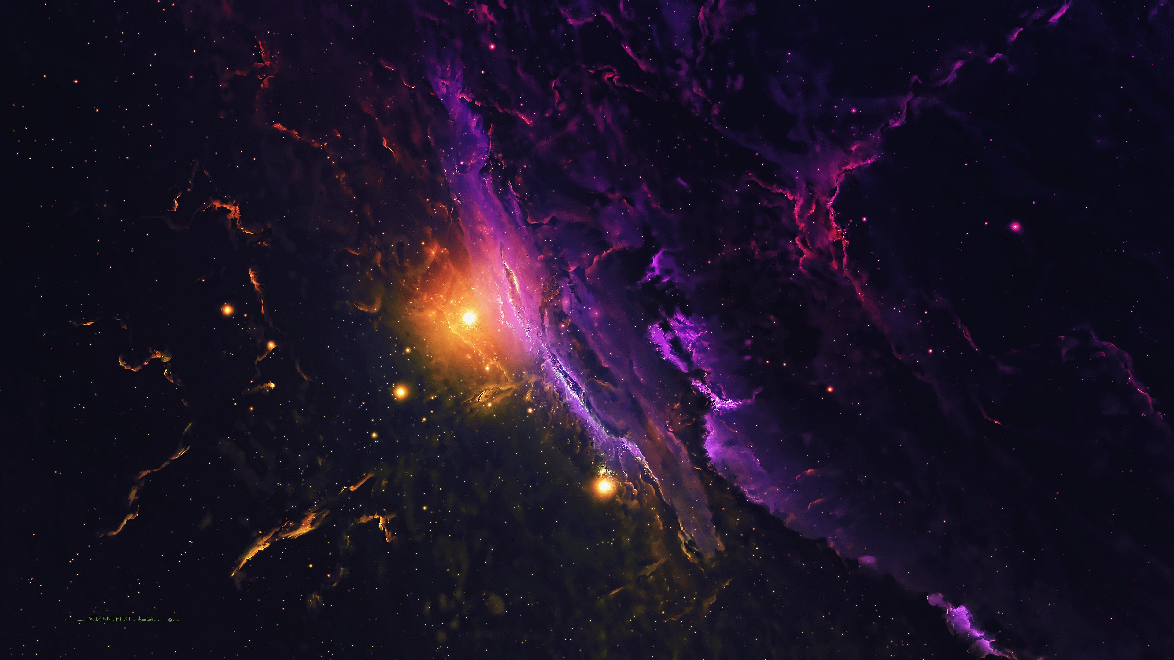 galaxy, space, stars, spacescapes, nebula, Starkiteckt, space art, HD Wallpaper