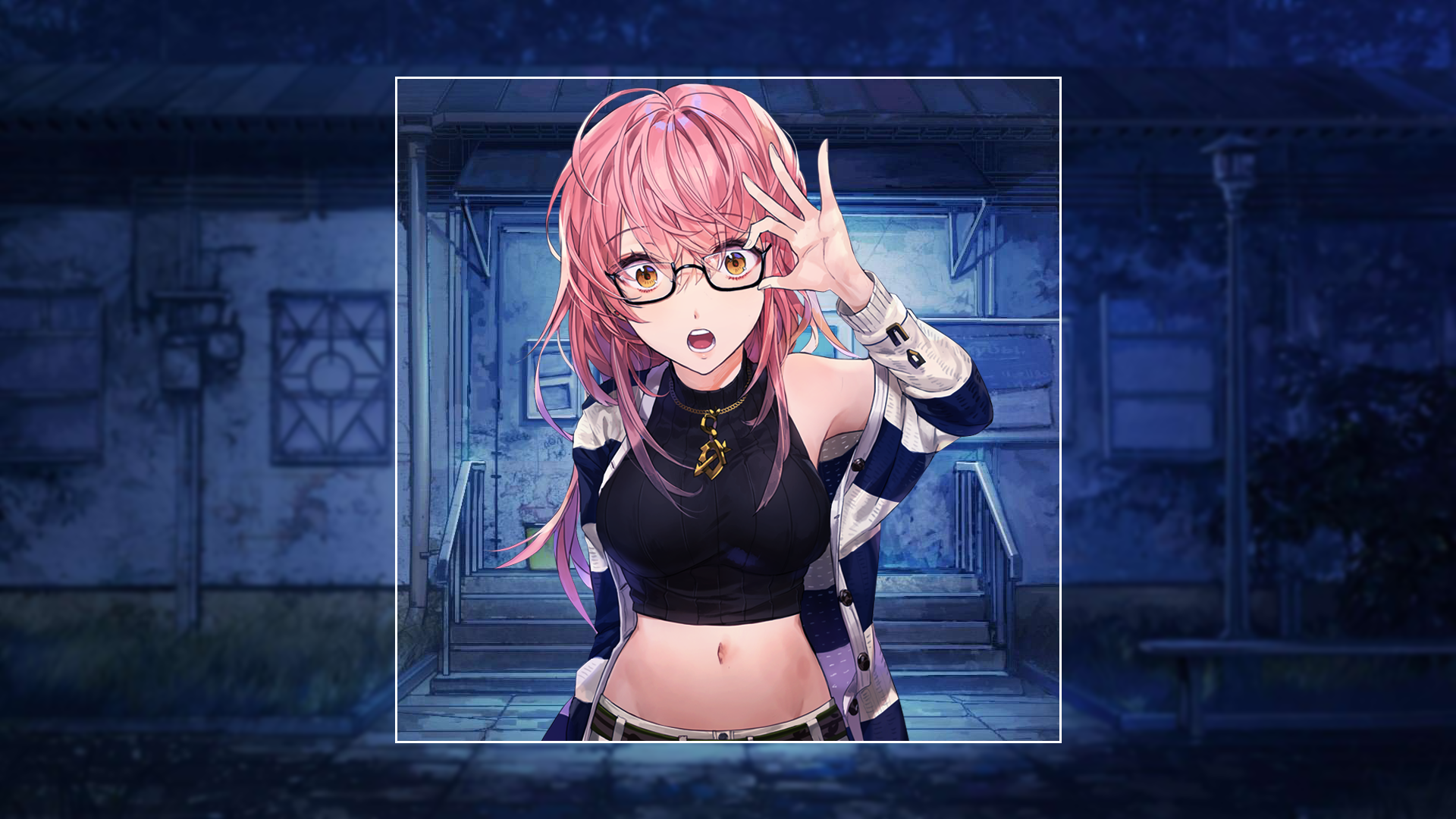 anime, anime girls, glasses, picture-in-picture, blurred, HD Wallpaper