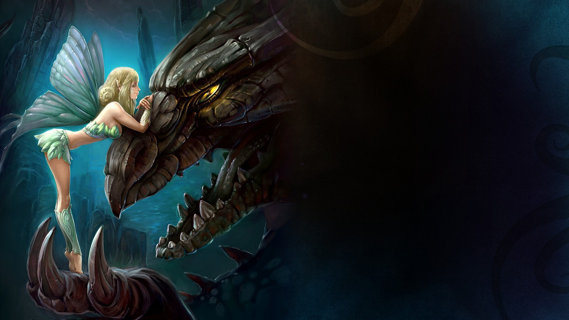 Pixie, dragon, artwork, HD Wallpaper