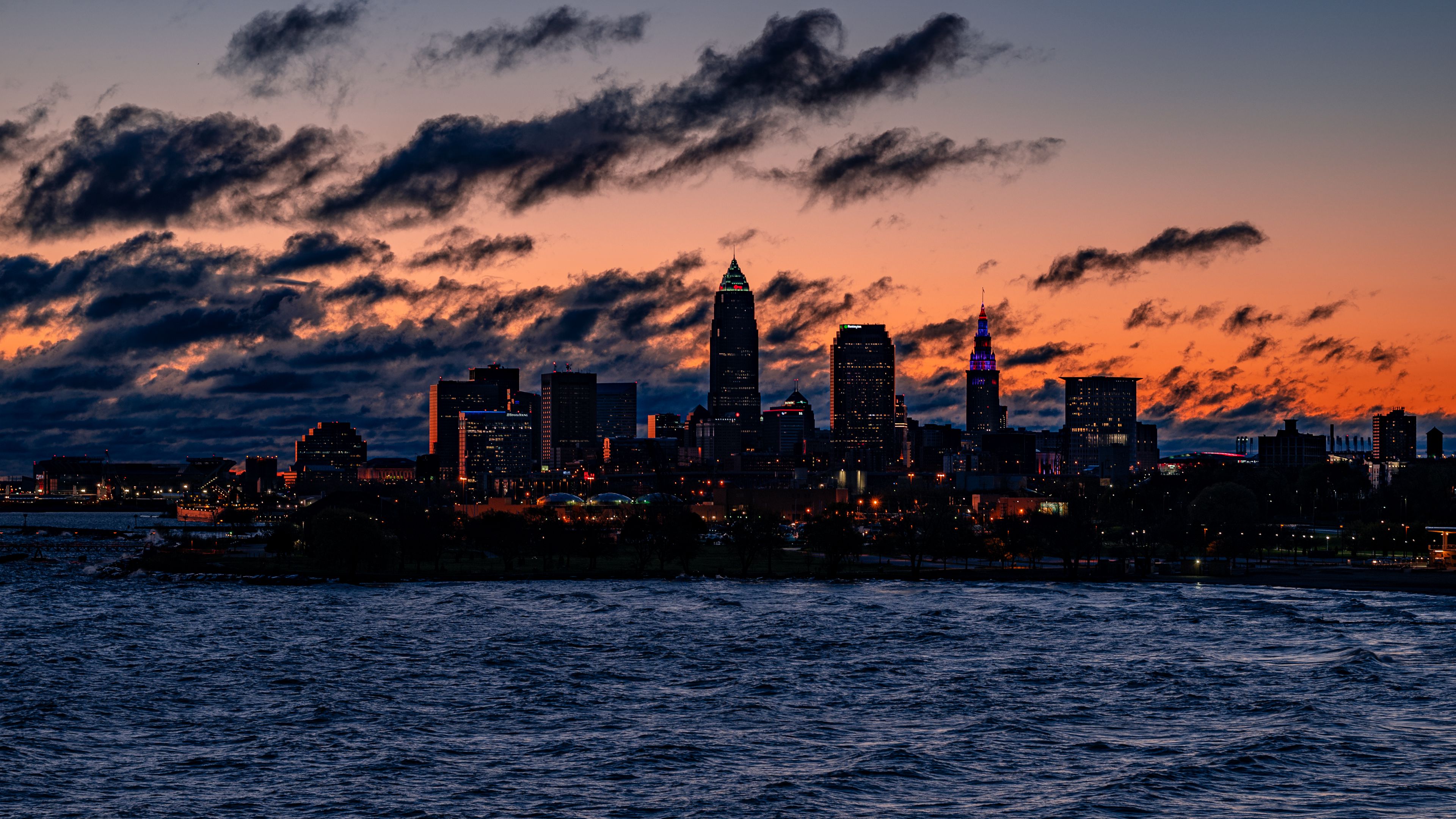 night city, buildings, architecture, usa, edgewater park, 4k, HD Wallpaper