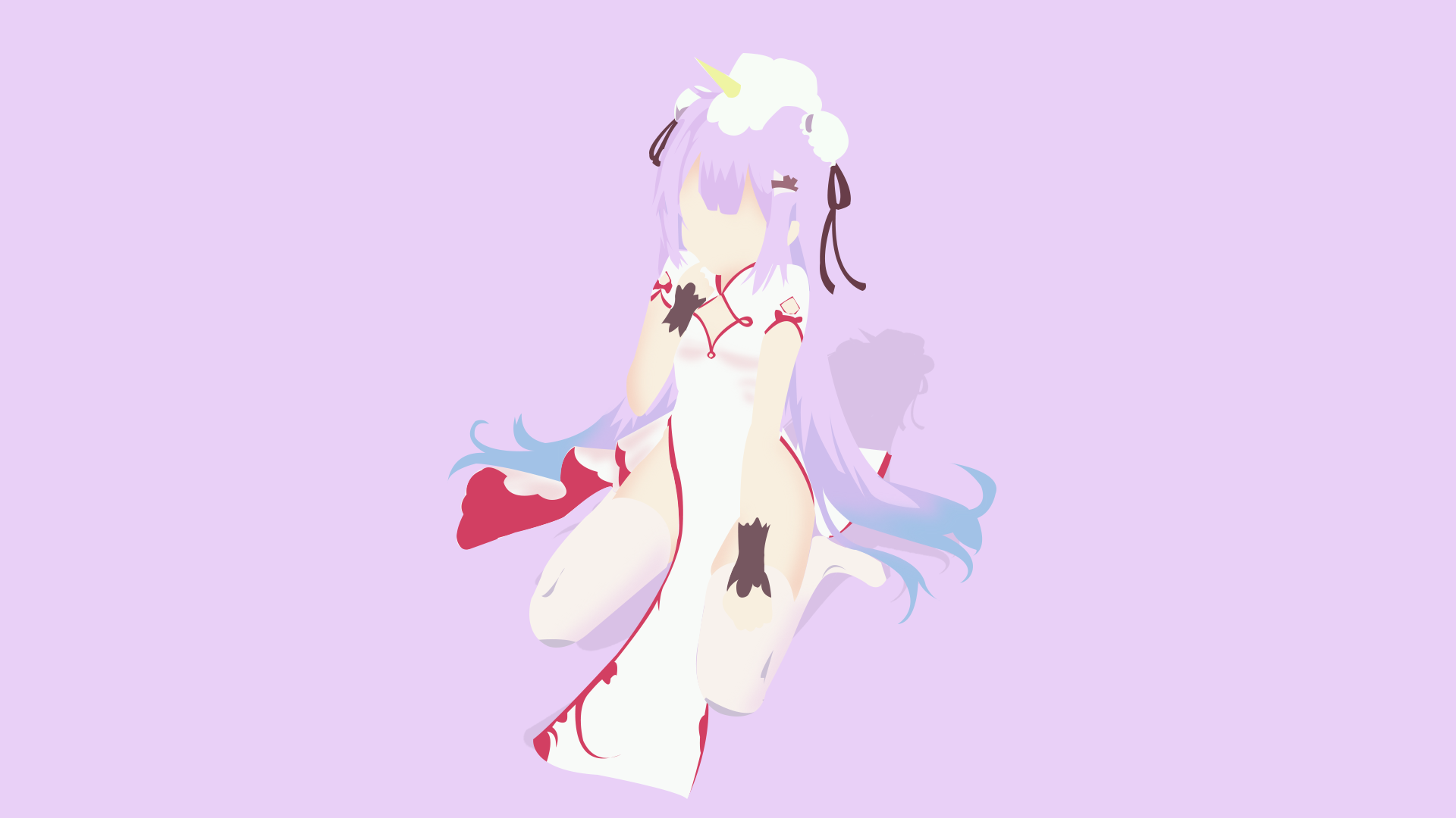 unicorn, anime, anime girls, purple hair, minimalism, vector, HD Wallpaper