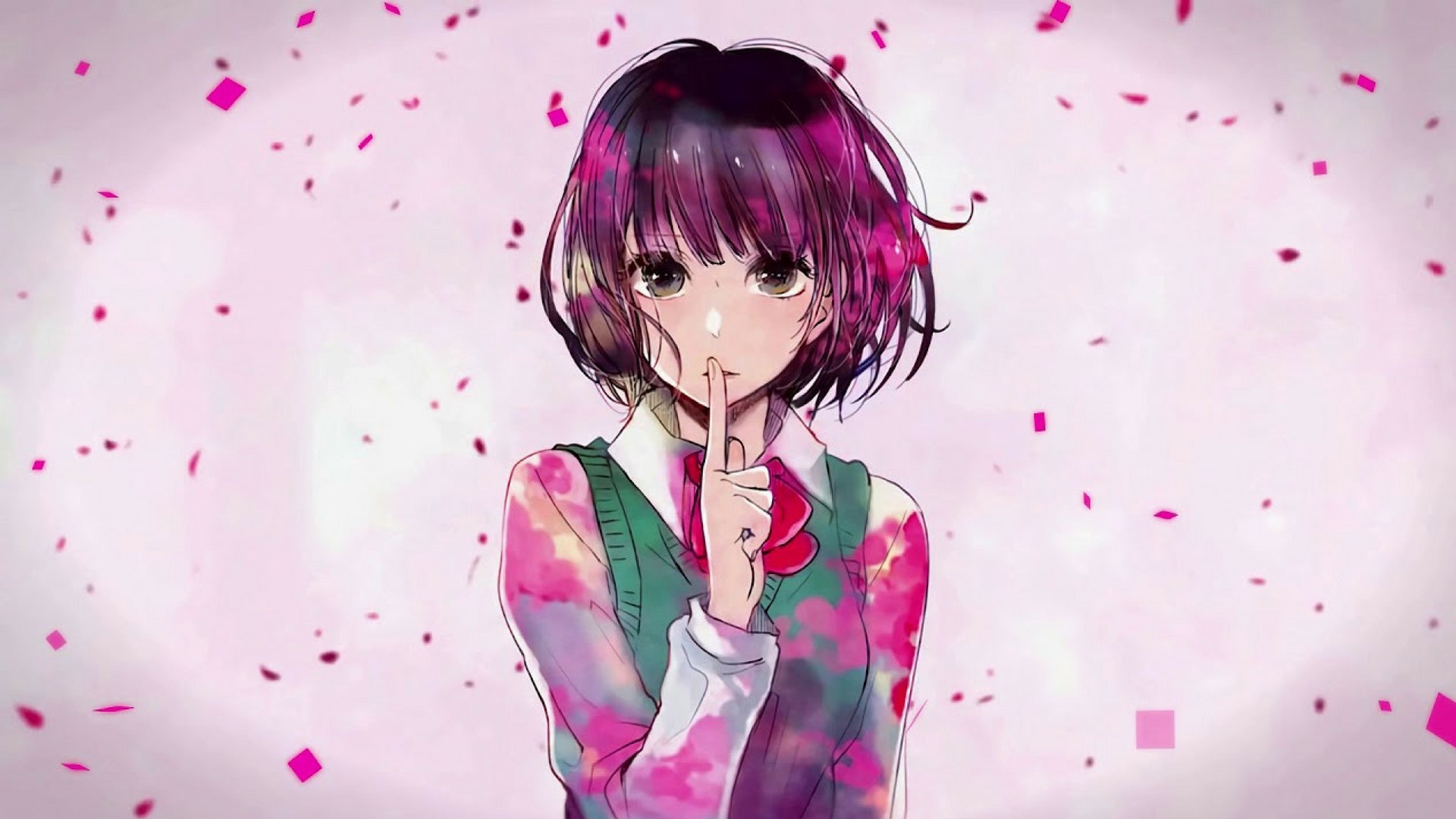 purple background, Kuzu no Honkai, Yasuraoka Hanabi, anime girls, HD Wallpaper