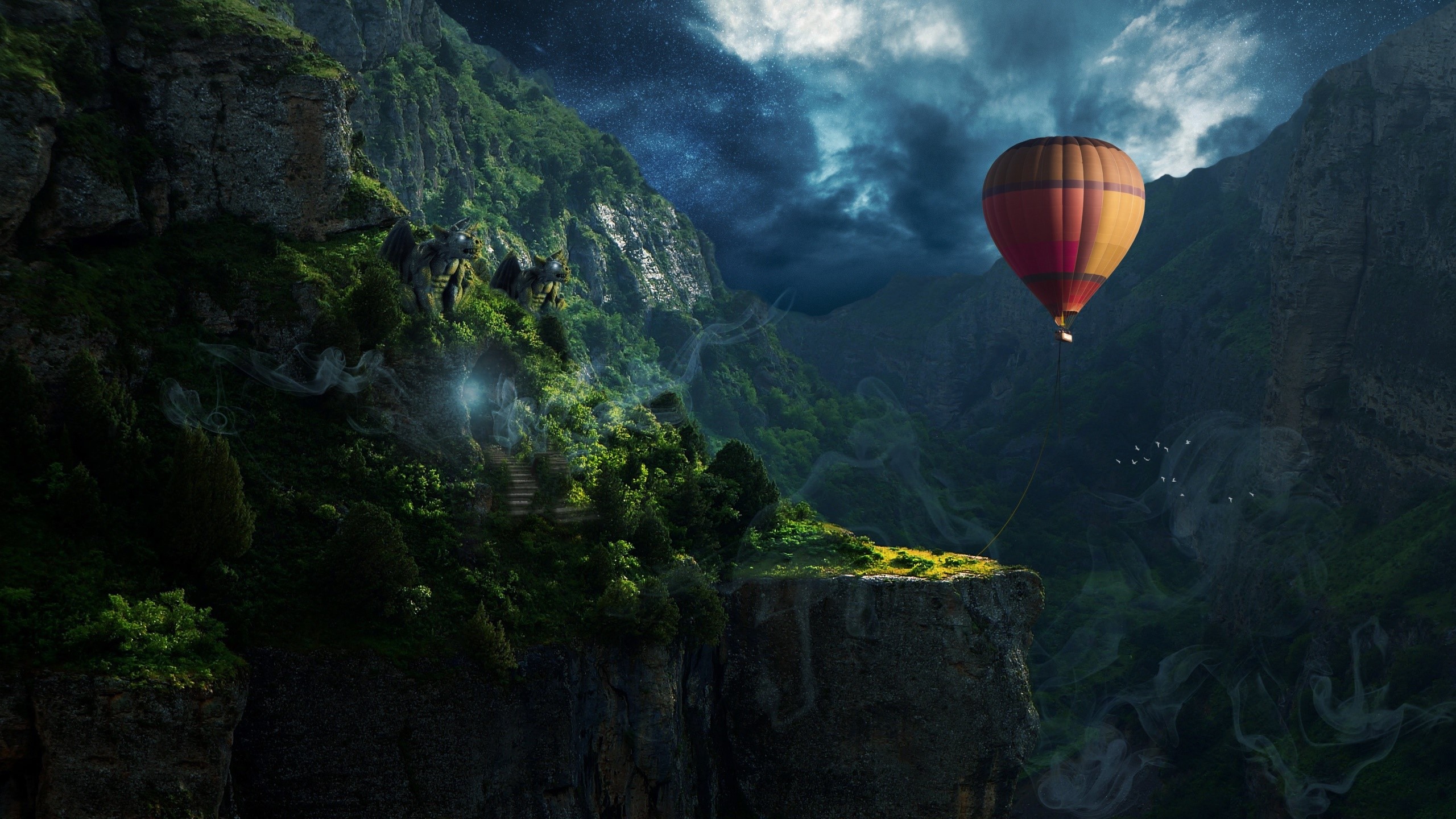 digital art, nature, hot air balloons, HD Wallpaper