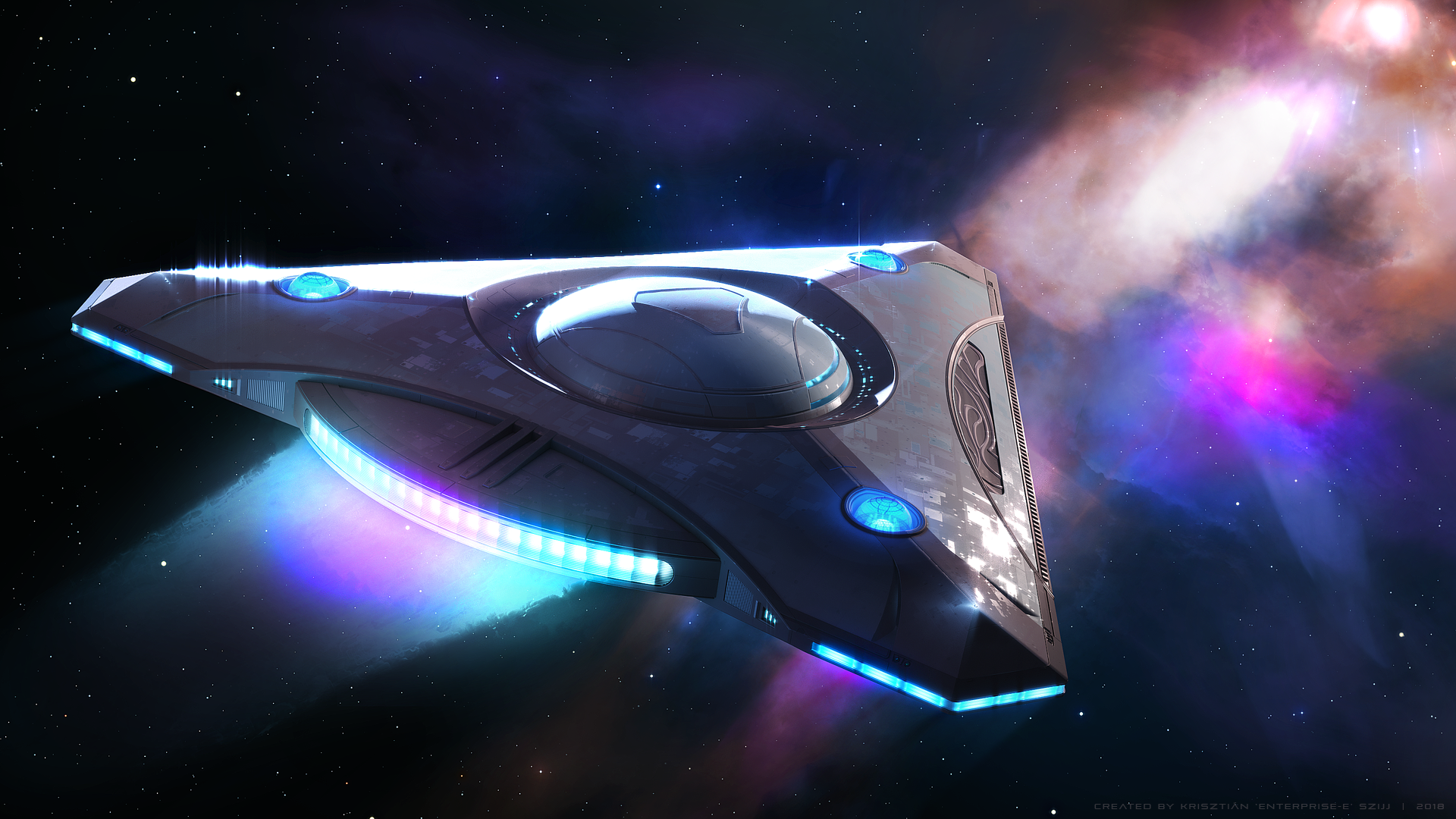 spaceship, space, stars, nebula, HD Wallpaper