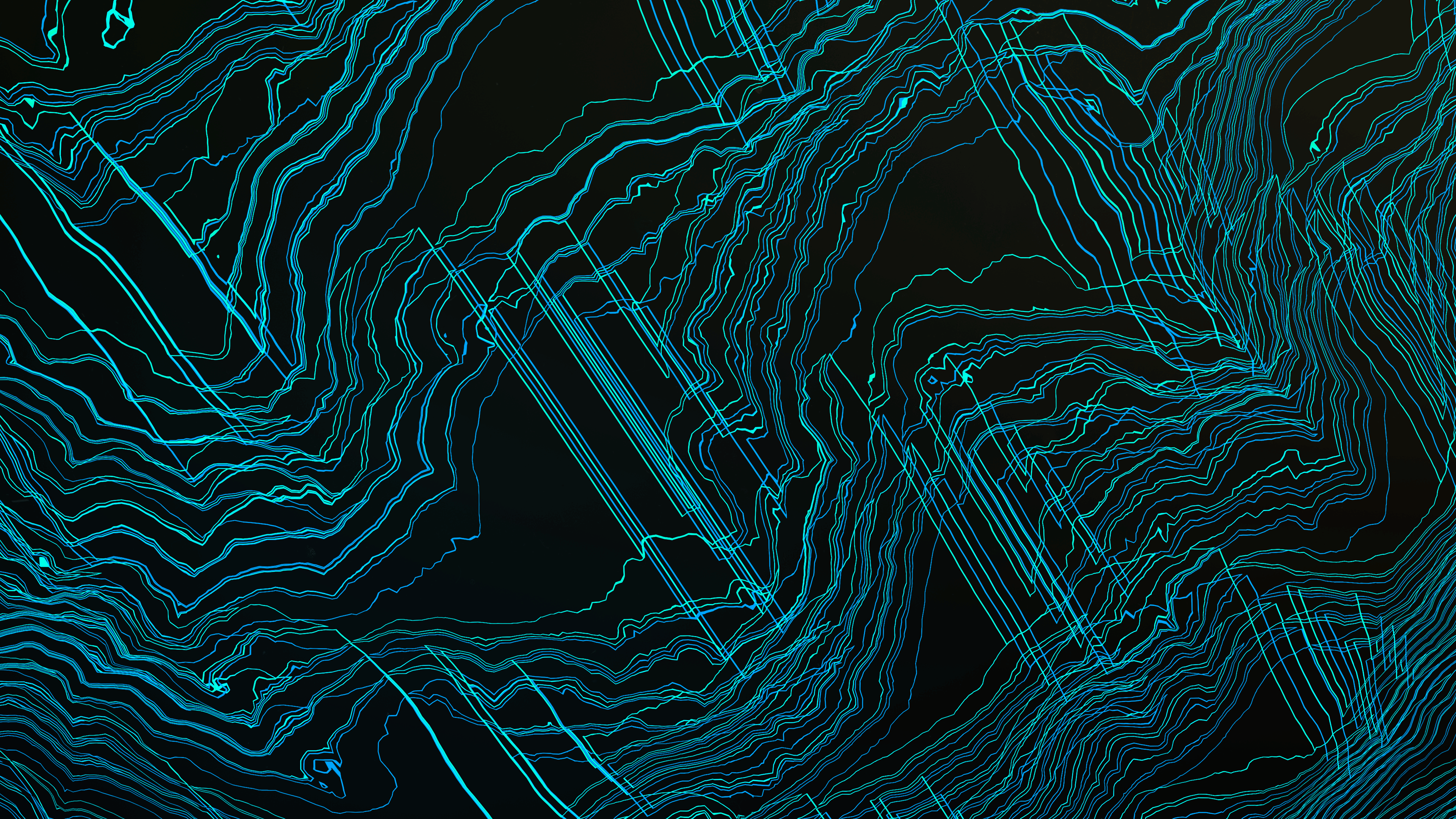 blue, abstract, line art, lines, HD Wallpaper