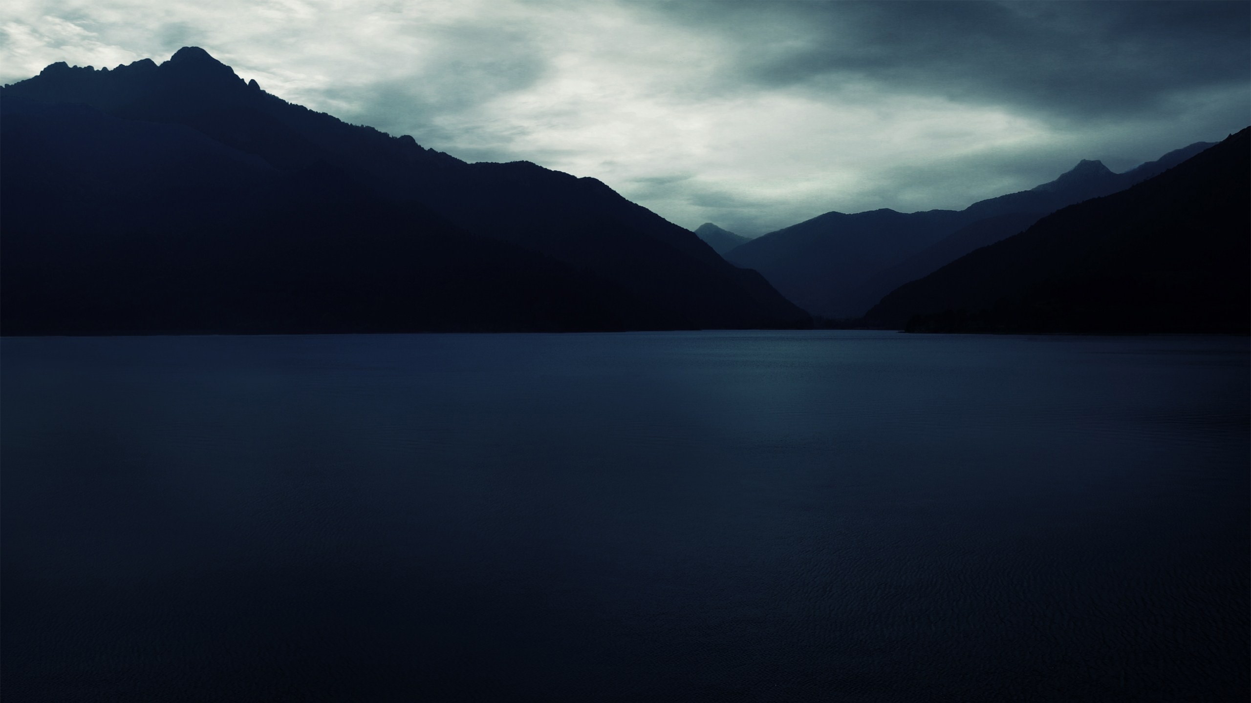 lake, mountains, clouds, dark, HD Wallpaper