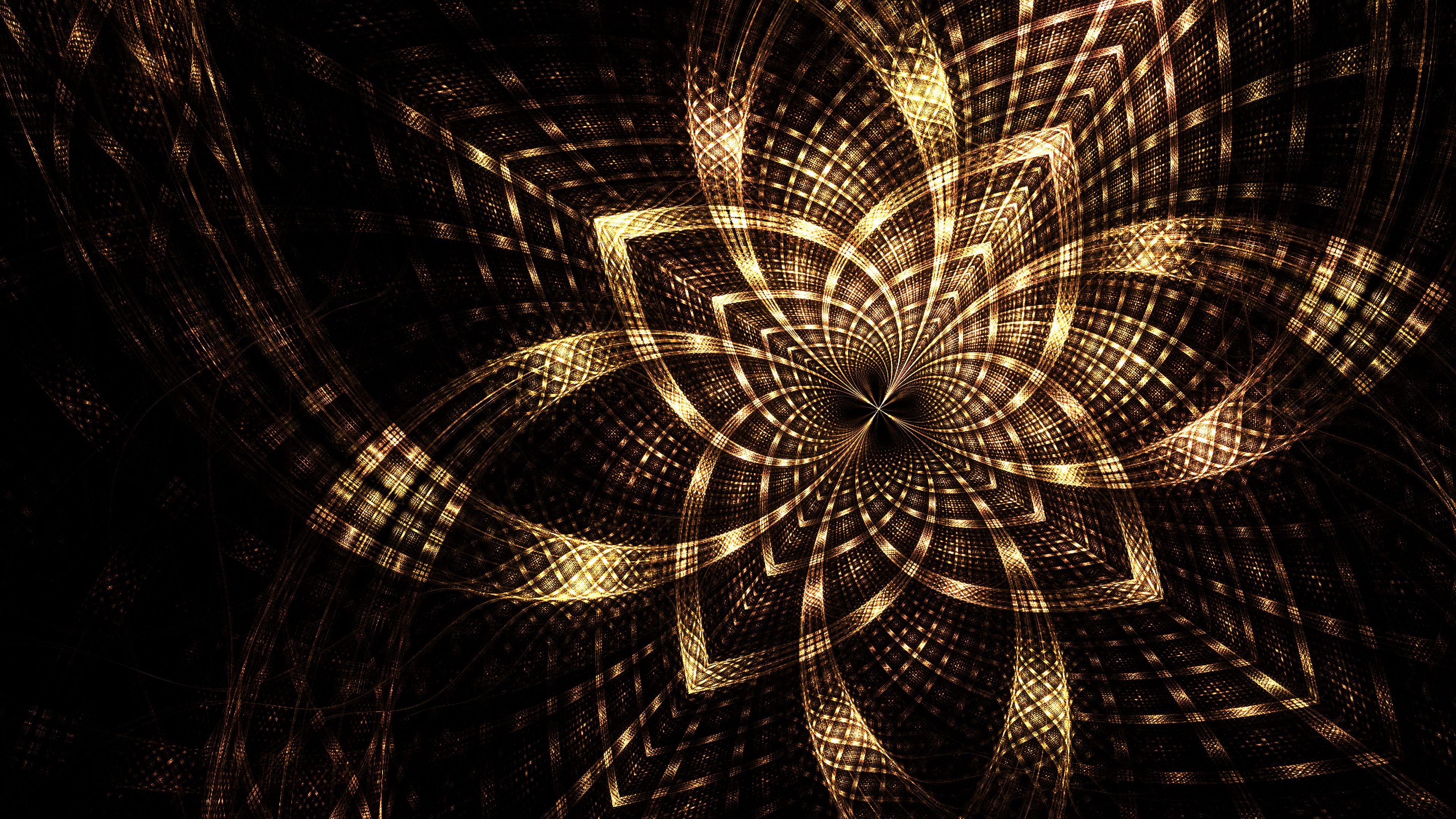 fractal, lines, scattering, dark, glow, 4k, HD Wallpaper