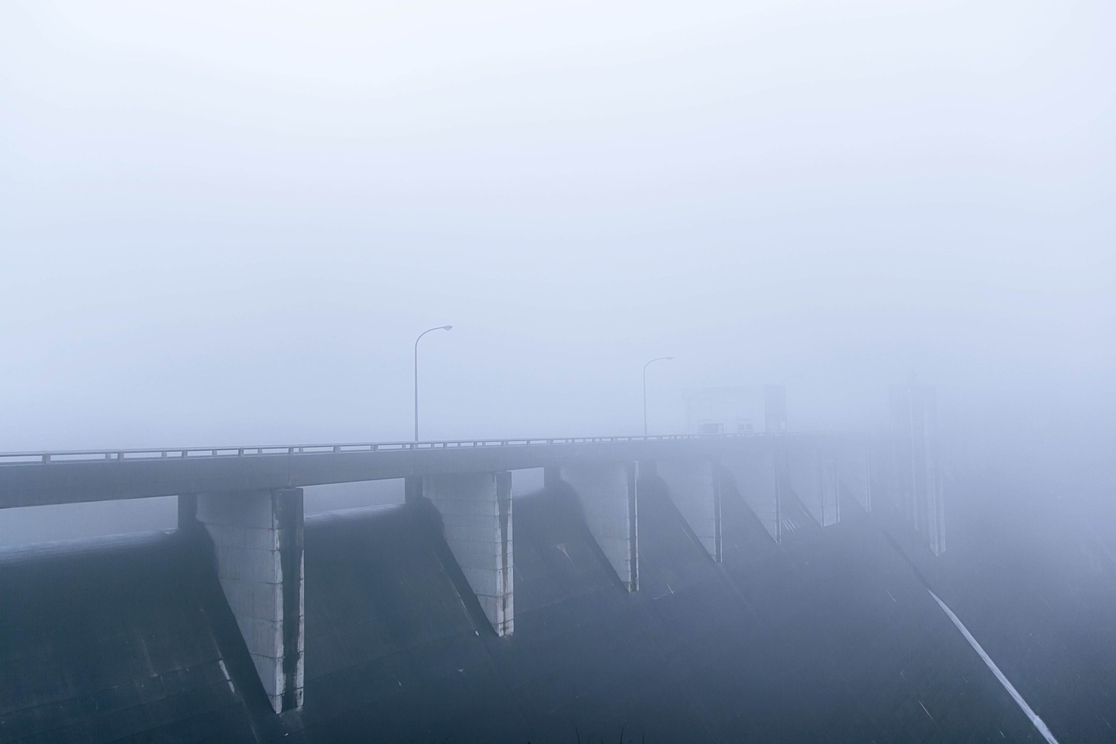 mist, bridge, simple background, white, HD Wallpaper